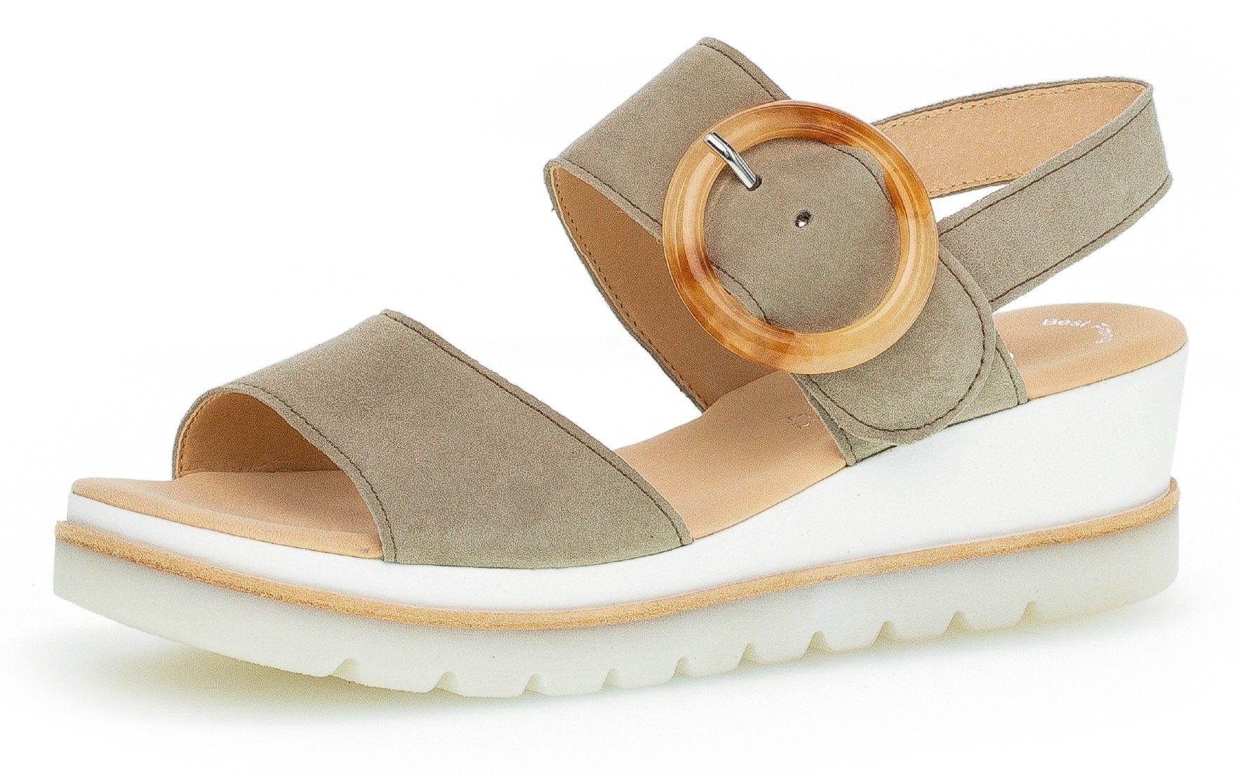 Gabor Sleehaksandaaltjes zomerschoen, sandaal, sleehak, met mooie decoratieve gesp dames sandalen met sleehak maat 44 EU groen