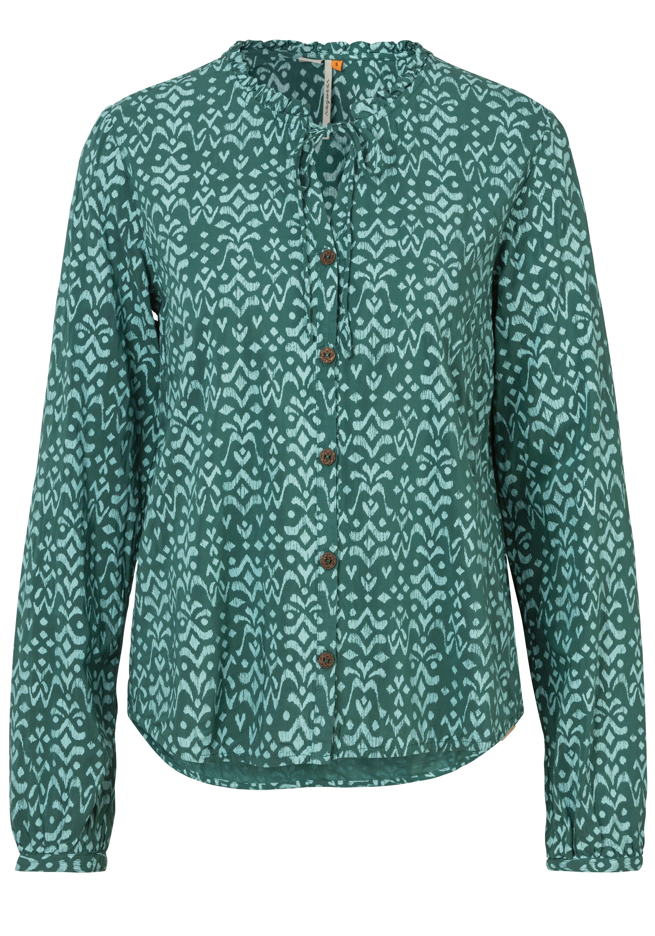 Ragwear Shirt IONE PRINT met bindband aan de halslijn en knoopsluiting