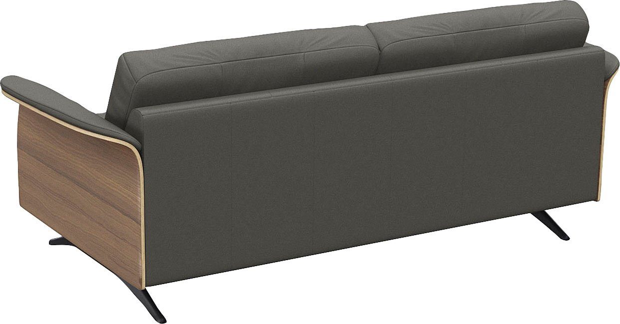 FLEXLUX 2,5-zitsbank Glow sofa, bank Premium zitting: koudschuim en binnenvering, armleuningen. Walnoot, zwarte voet