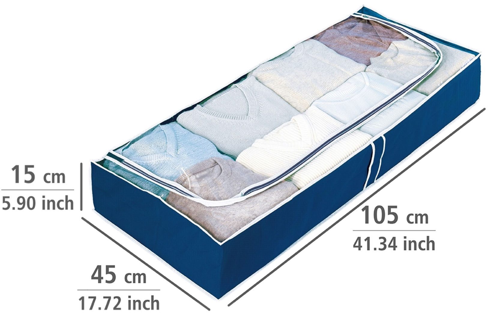 WENKO Onderbedlade Air voor seizoenskleding, met venster en 3-zijdige rits (set, 4 stuks)