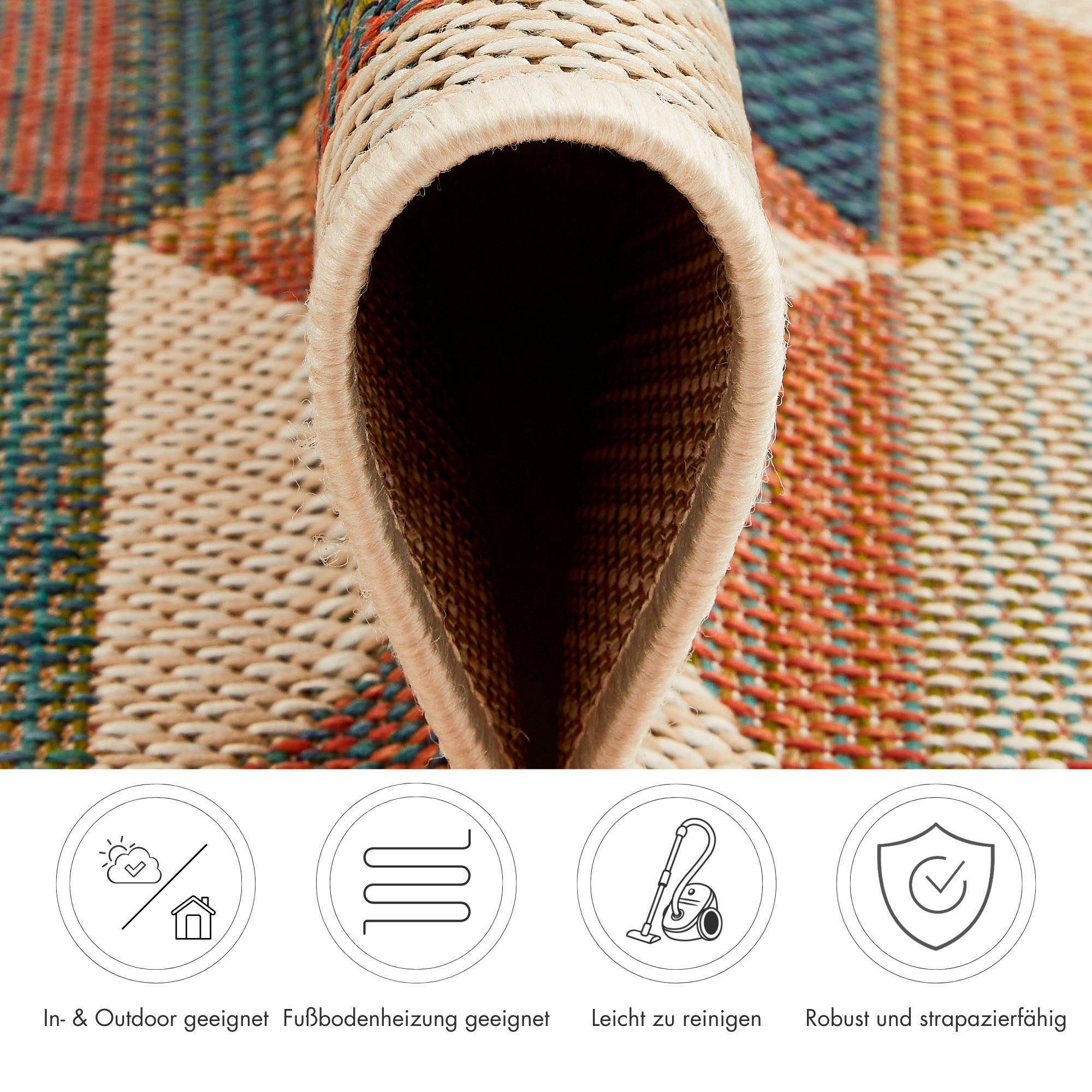 Andiamo Vloerkleed Sedona driehoek Vlakweefsel, modern ontwerp, geschikt voor binnen- en buitengebruik
