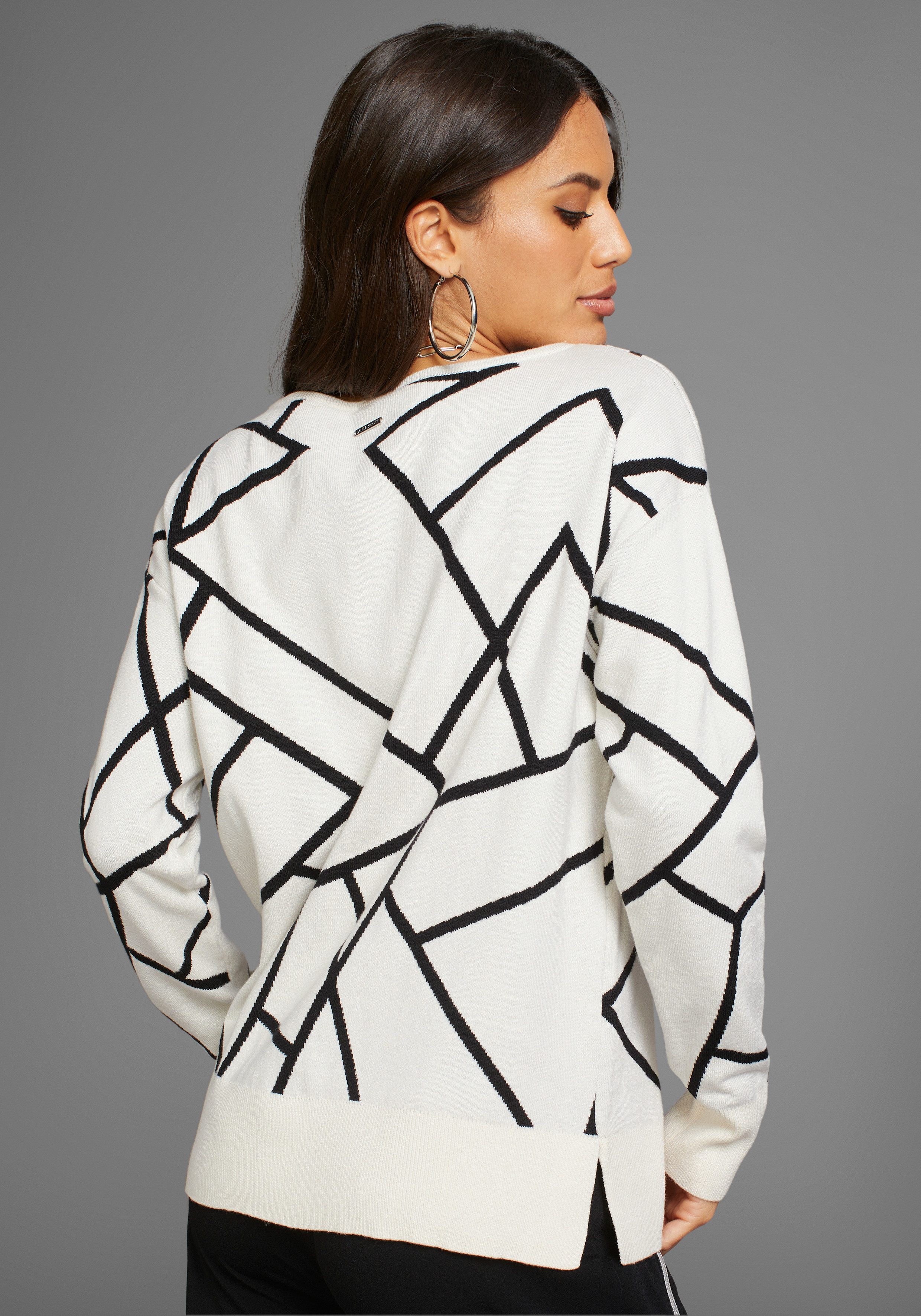 Laura Scott Jacquardtrui met een ronde hals