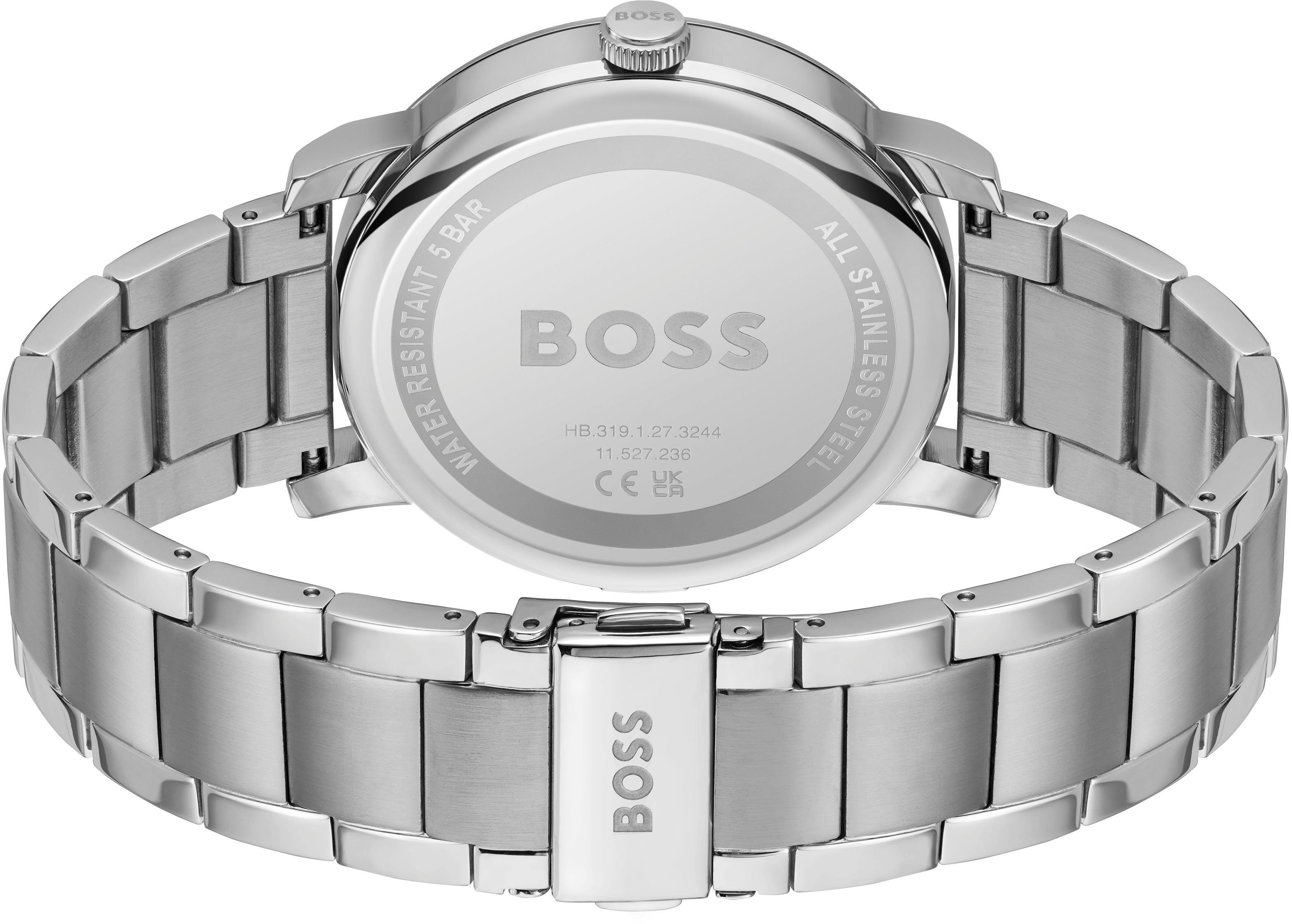 Boss Multifunctioneel horloge CONTENDER Quartz horloge, herenhorloge, armbanduhr, datum, leren band
