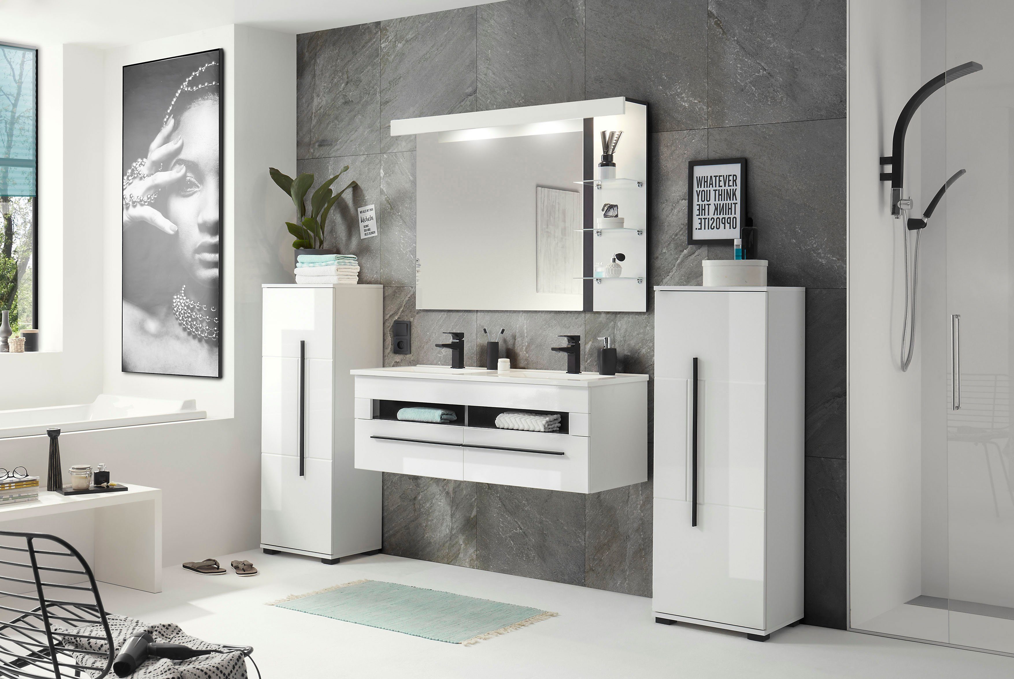 INOSIGN Badkamerserie Cantara, Bad im modernen Design, 4-teiliges Badezimmer Hoogglanzende fronten (set, 4-delig)
