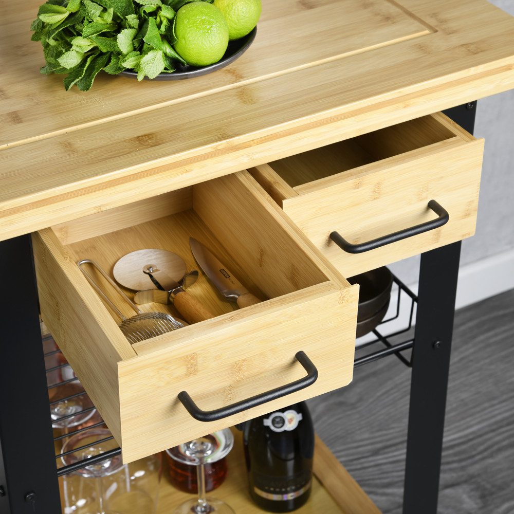 KESPER for kitchen & home Keukentrolley Rollwagen, FSC met ruime metalen mand
