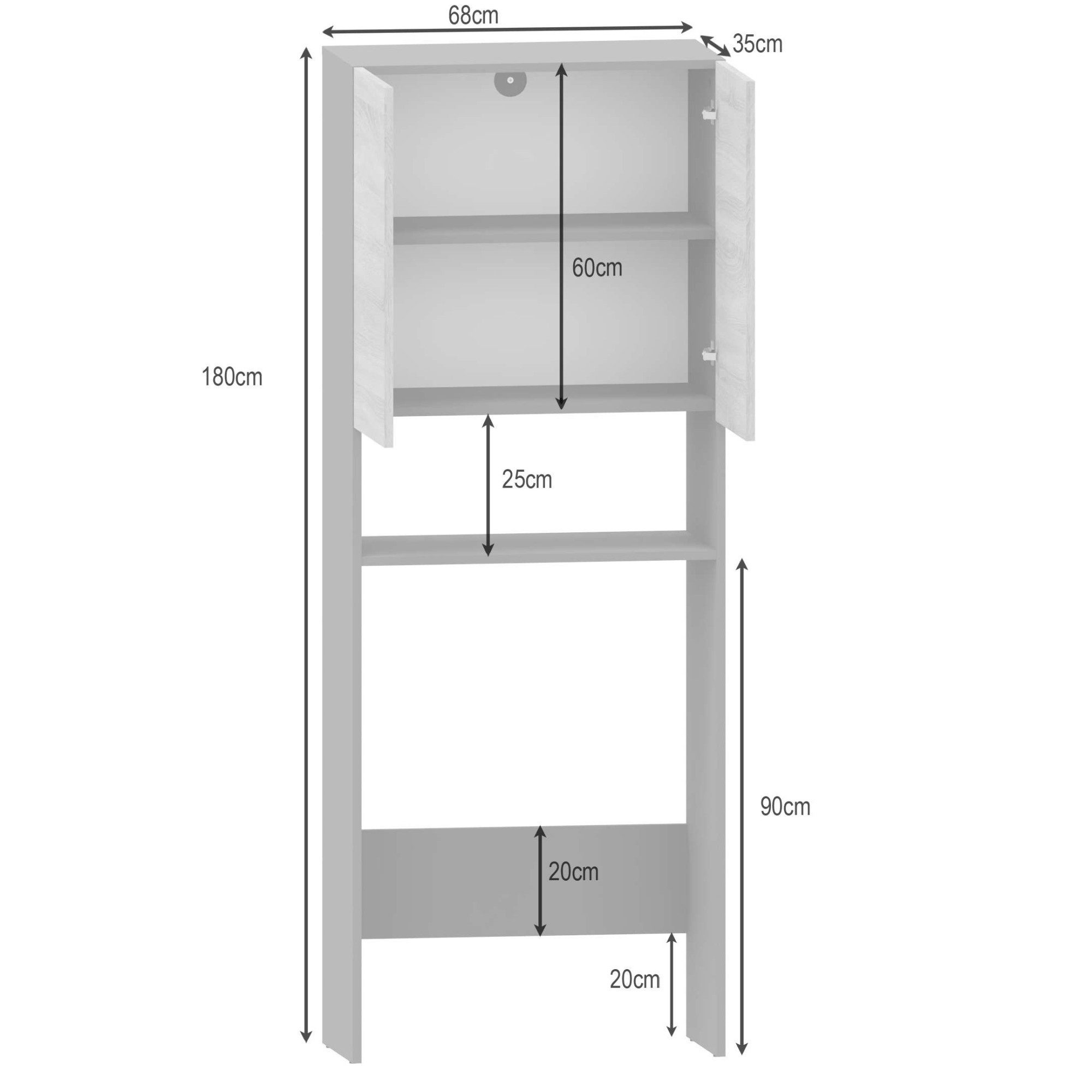 Home affaire Kast voor wasmachine Wisla met 2 deuren, breedte 68 cm, hoogte 180 cm