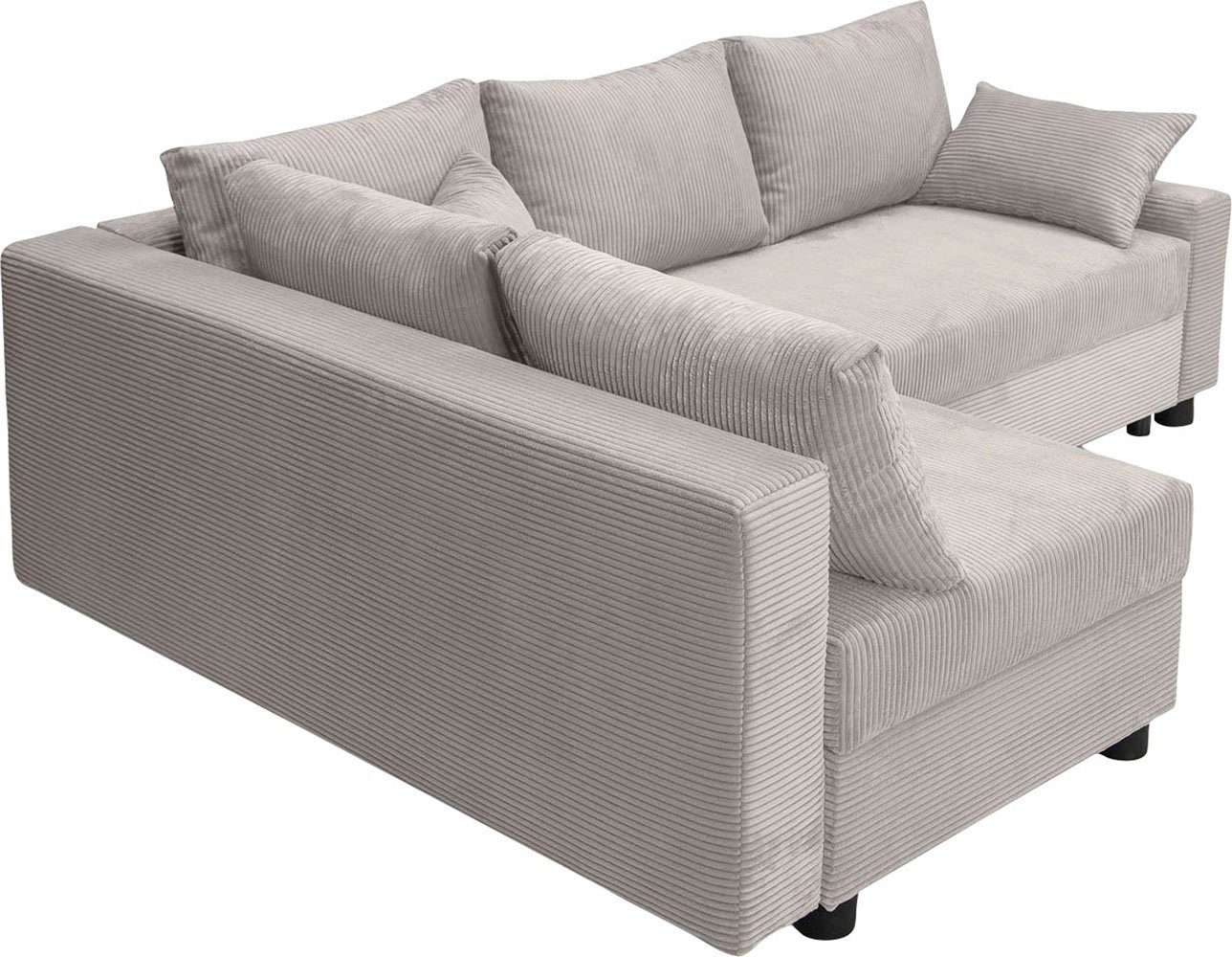 COLLECTION AB Hoekbank Parma L-vorm met slaapfunctie en bedlade, inclusief kussens, bonell-federkern