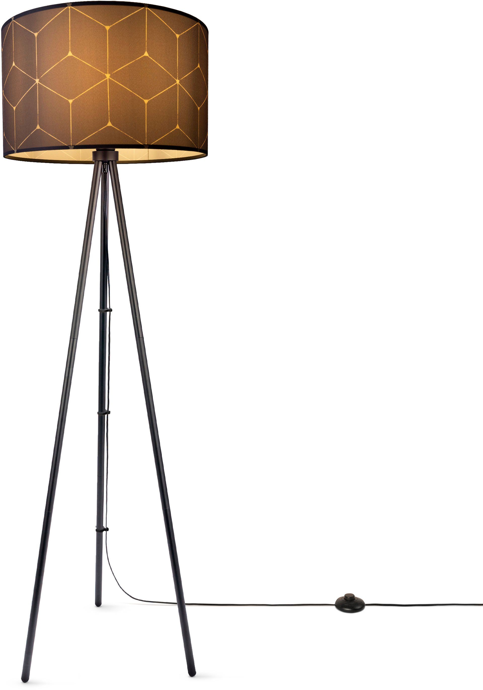 Paco Home Staande lamp Trina Cube Lampenkap stof modern woonkamer vloerlamp leeslamp E27 rond vloerlampen zwart