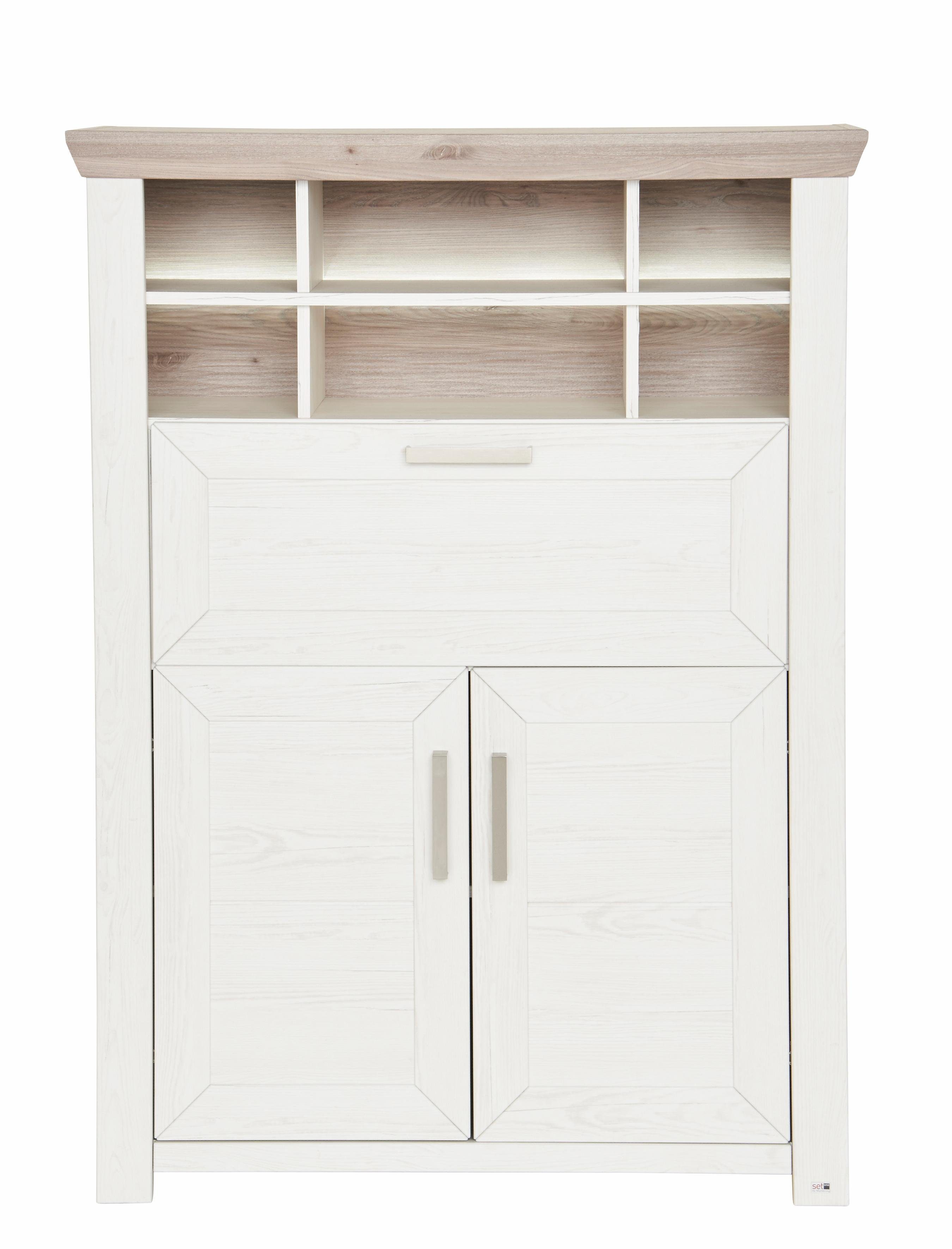set one by Musterring Highboard York Type 15, met houten deuren en klep, verlichting optioneel, breedte 105 cm
