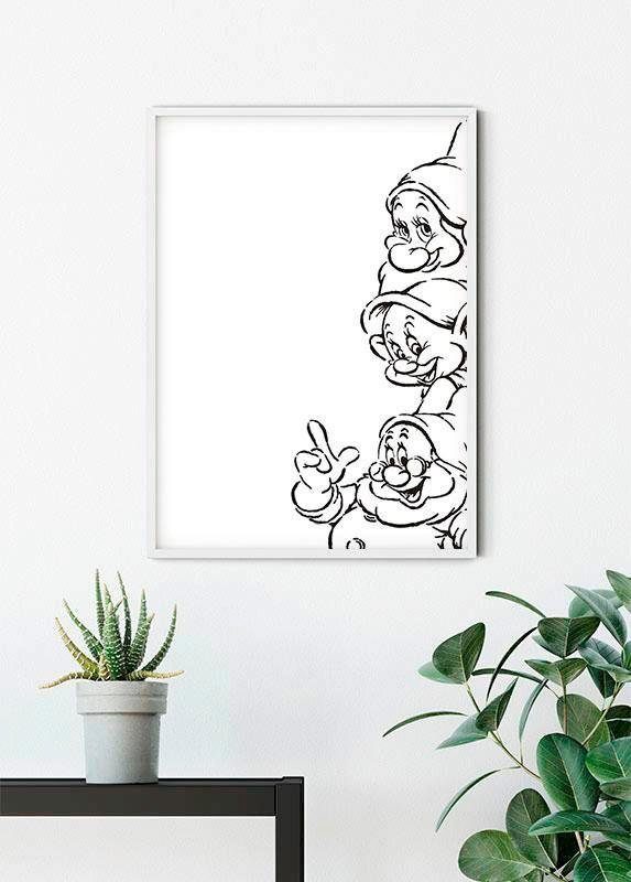 Komar Wanddecoratie Snow white Dwarves Wanddecoratie voor de kinderkamer - zonder lijst (1 stuk)