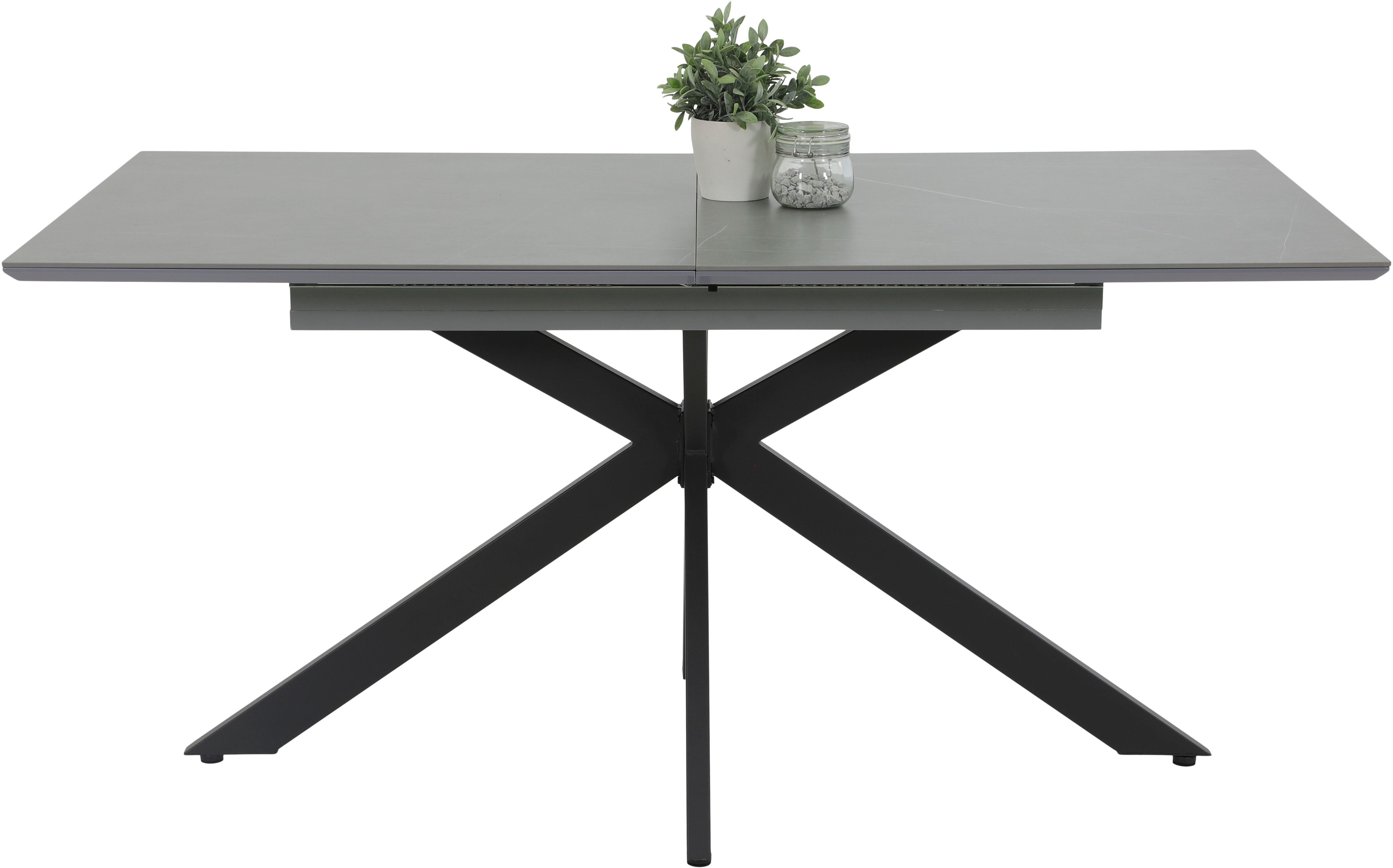 HELA Eettafel CHIARA uitschuifbare tafel 160 - 200 cm met onderhoudsvriendelijk stenen oppervlak (1 stuk) eettafels grijs