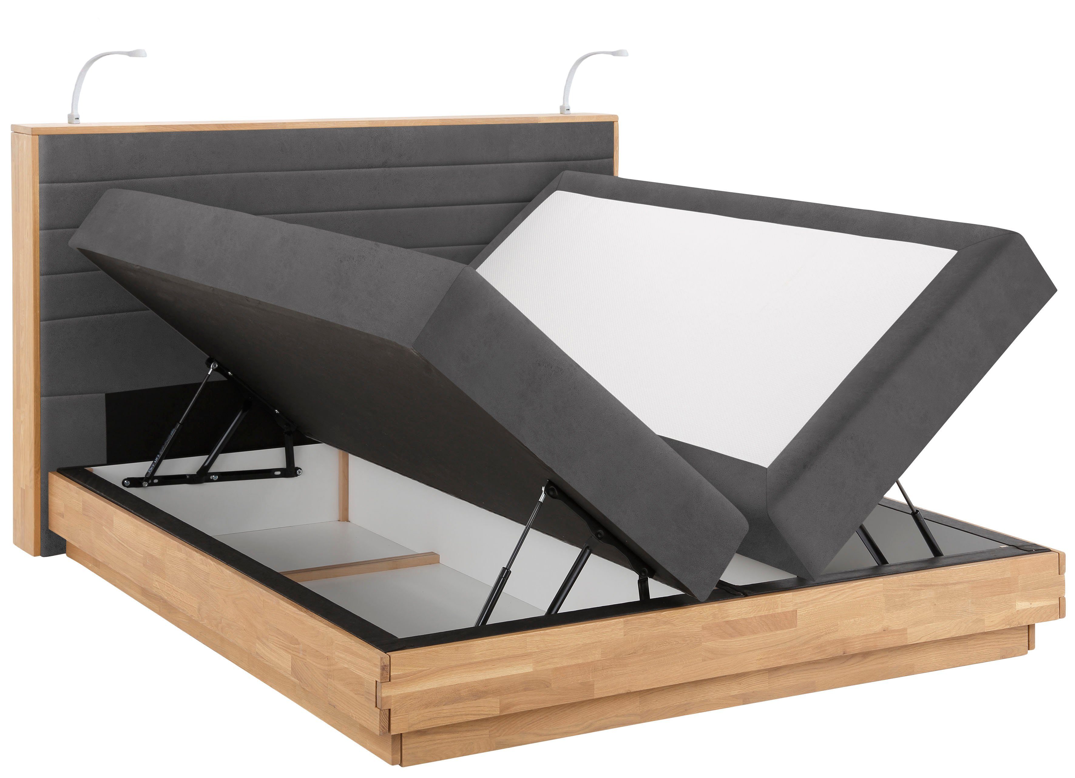 Home affaire Boxspring Cavan Eiken, met bedkist & topmatras, verschillende hardheden (ook H4)