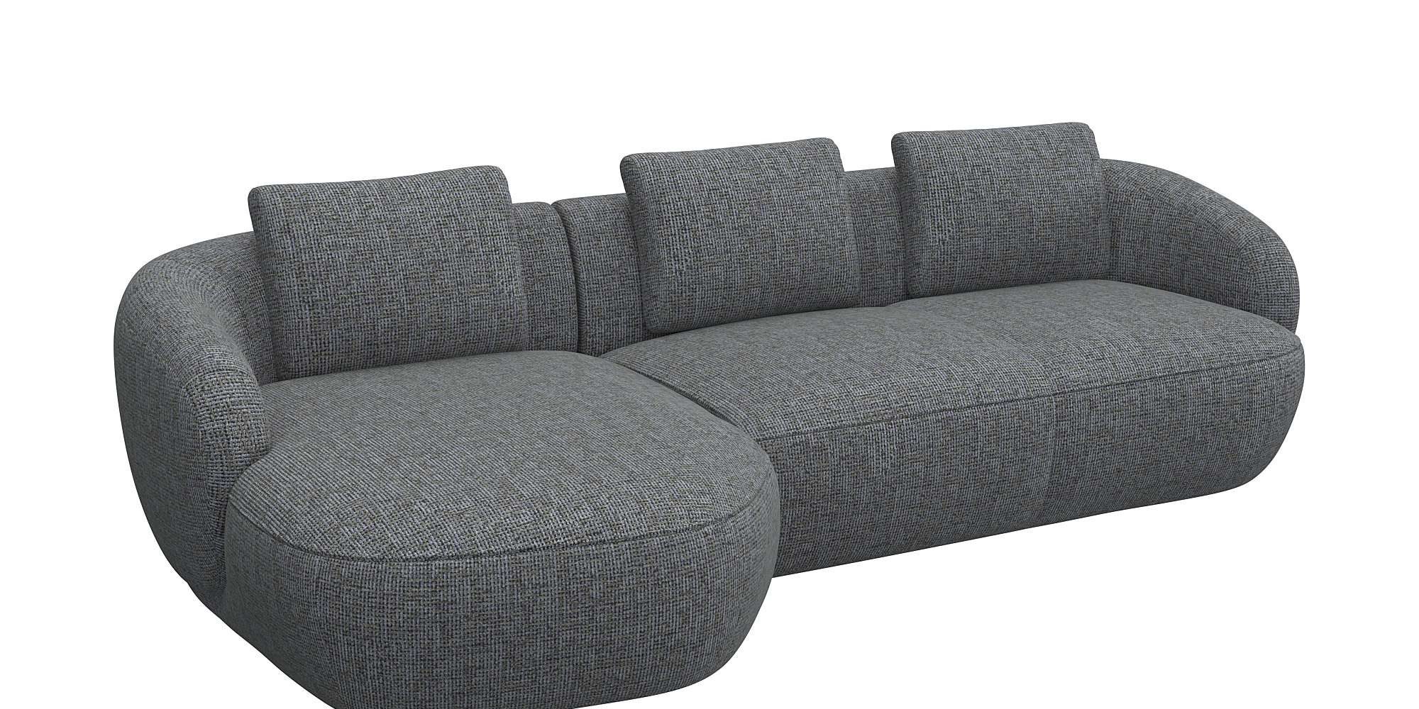 FLEXLUX Zithoek Torino, rond, L-vorm, bankhoek met recamière, longchair-sofa
