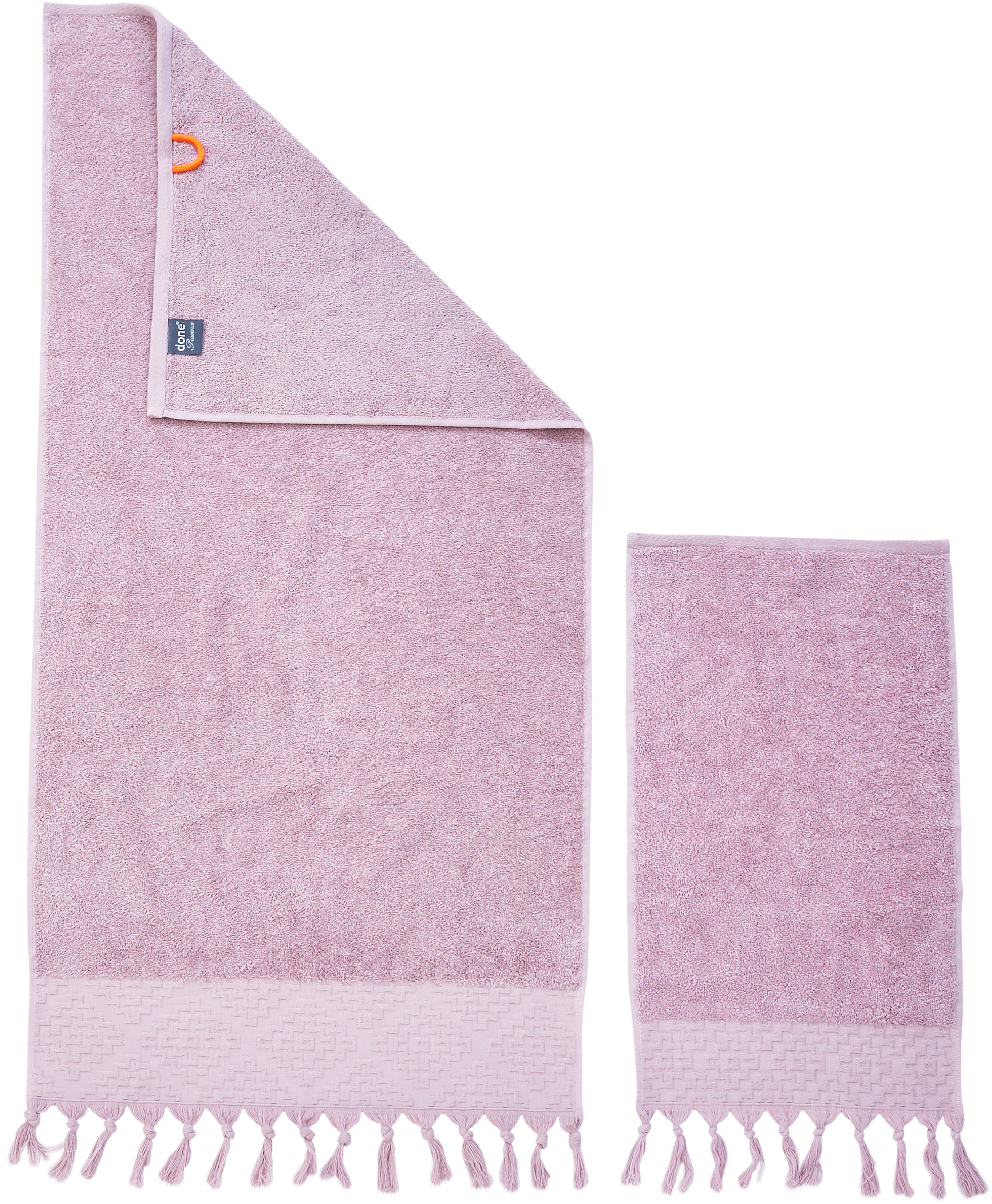 done.® Handdoekenset Provence BOHÉME Uni-kleuren, Boho-stijl, rand, verschillende setvarianten verkrijgbaar (set, 4 stuks)