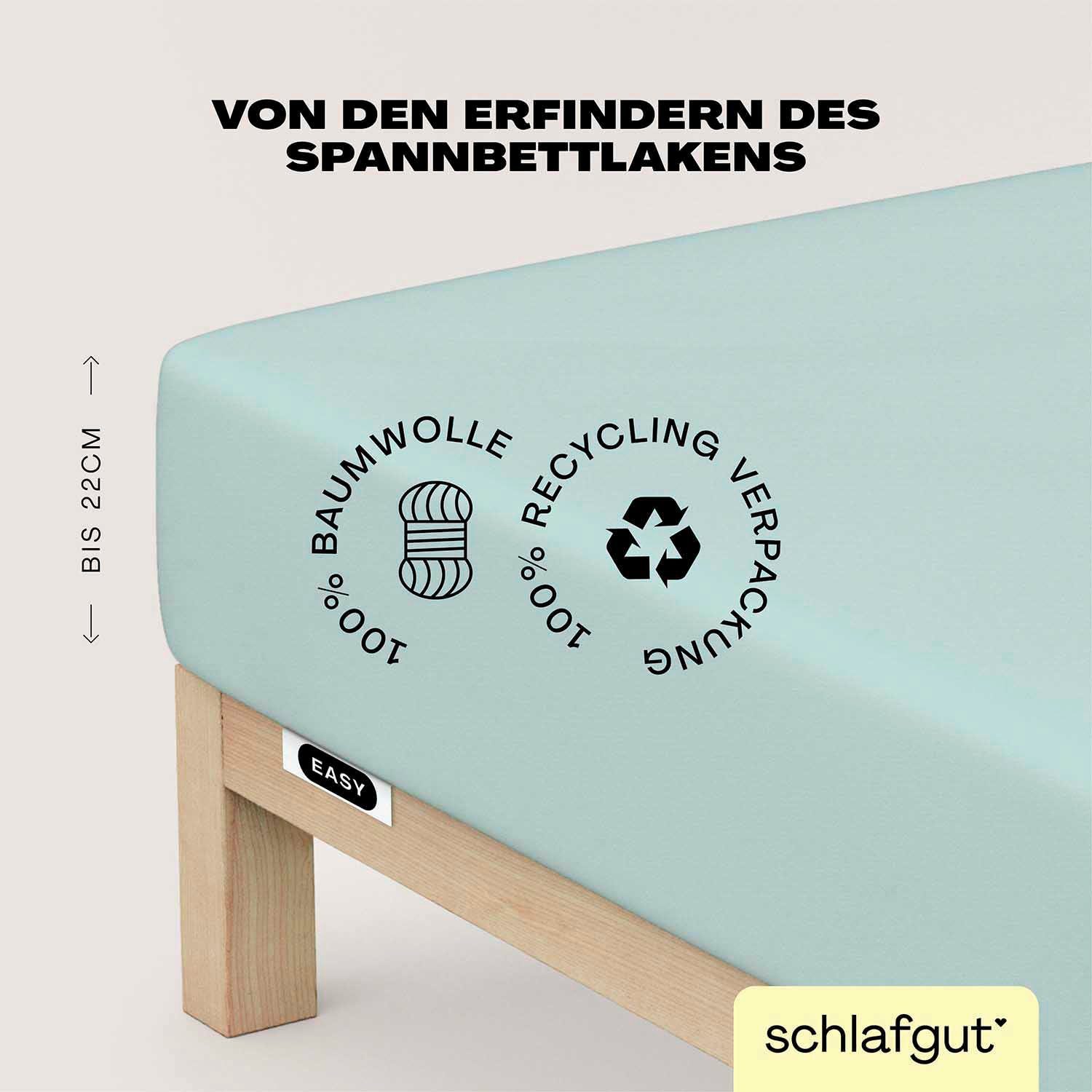 Schlafgut Hoeslaken EASY van 100% katoen, zacht & absorberend, merk-beddengoed voor matrassen tot 22 cm hoogte, in 90x200, 140x200 of 180x200 cm (1
