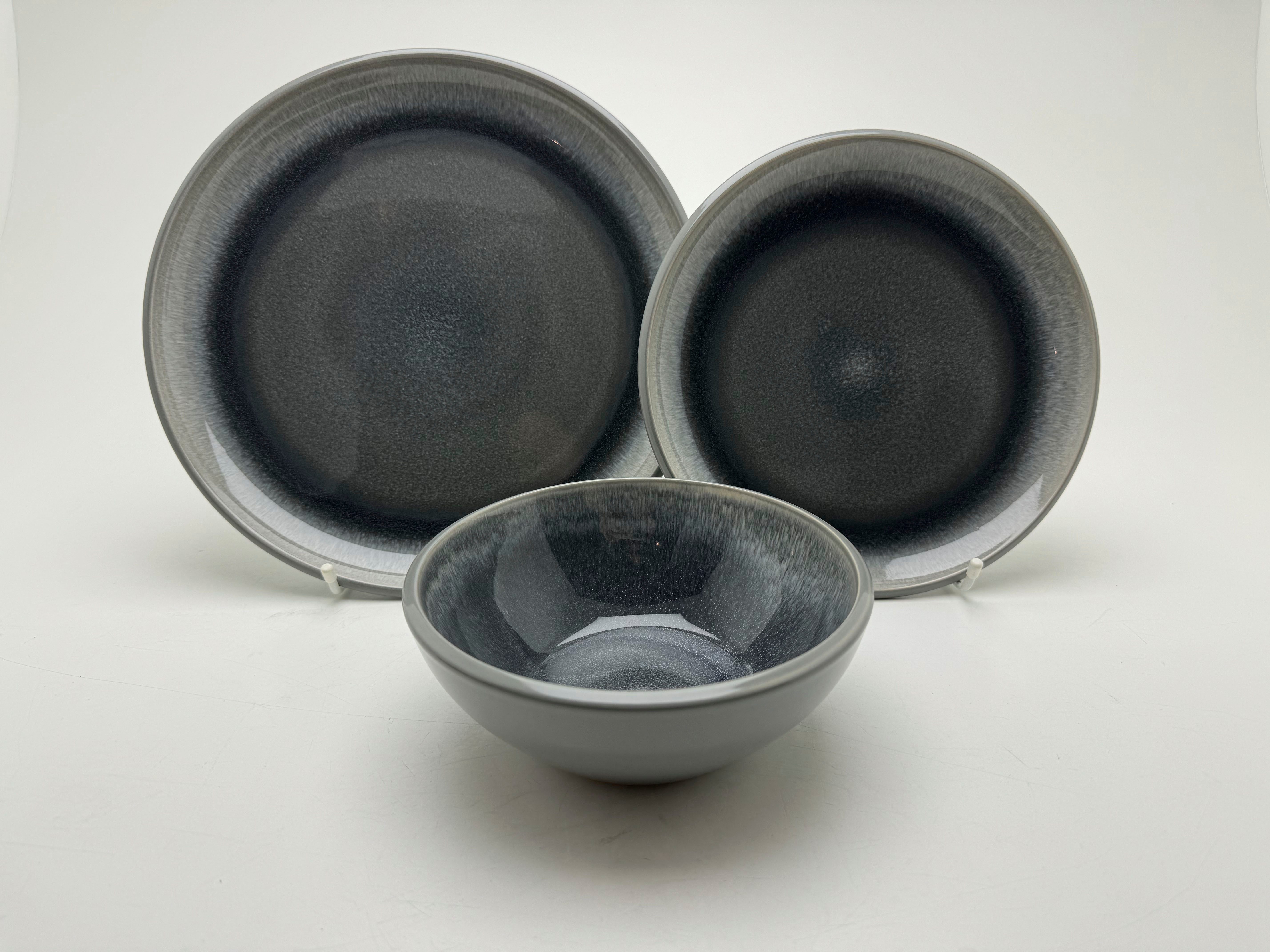andas Eetservies Gerdrup Reactief glazuur, elk exemplaar is uniek (set, 12-delig)