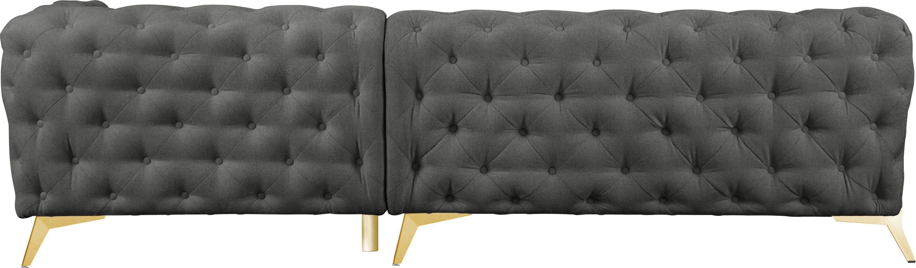 Leonique Chesterfield-bank Amaury L-vorm grote hoekbank, chesterfield-look, breedte 323 cm, kleur van de poten ter keuze