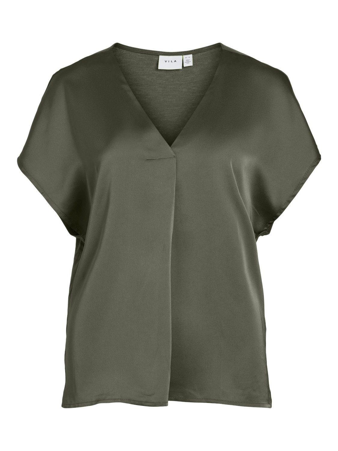 Vila Shirt met V-hals VIELLETTE V-NECK S S SATIN TOP NOOS