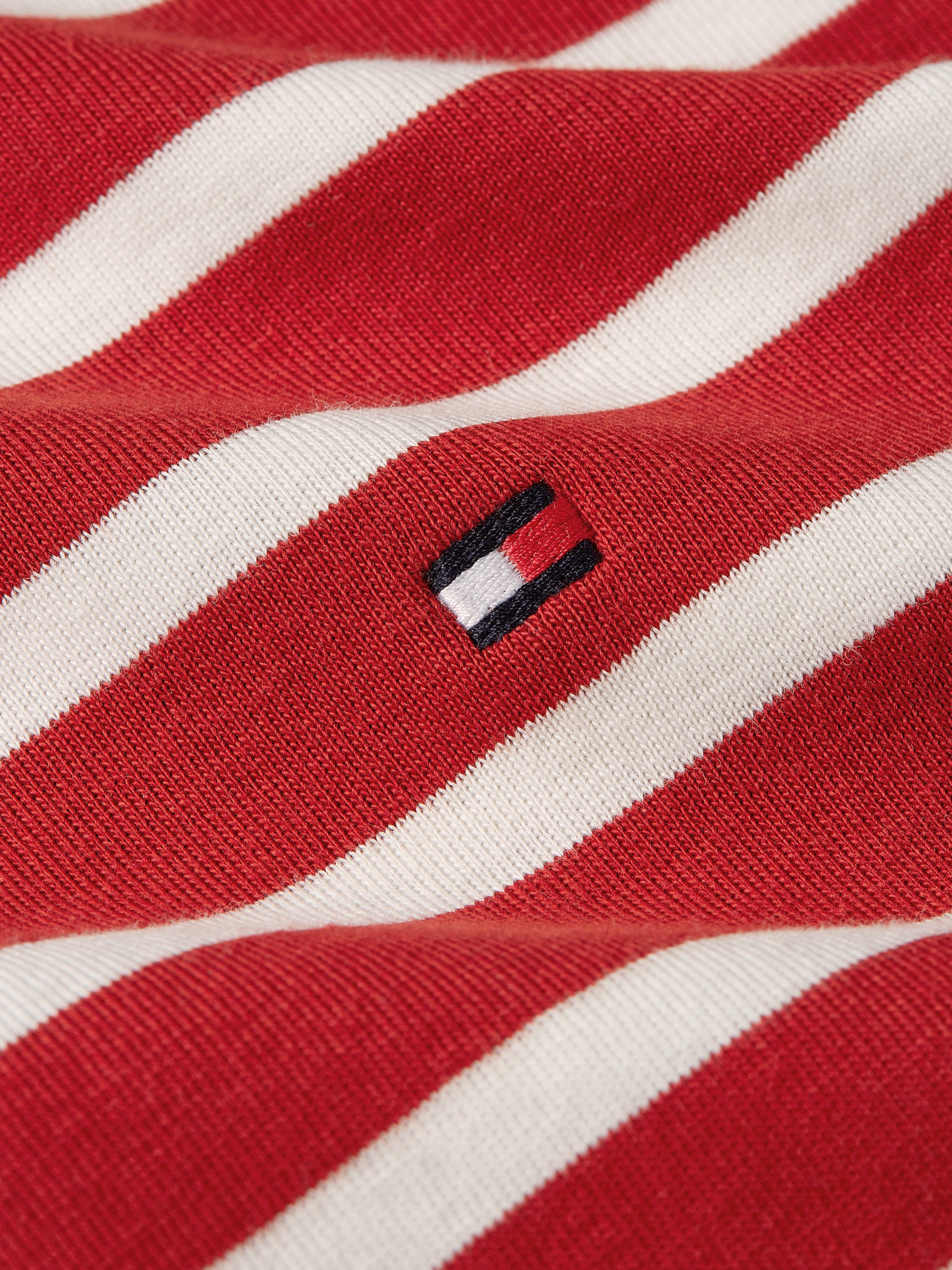 Tommy Hilfiger Shirtjurk NEW CODY STR SLIM SHORT DRS SS met allover streepdessin, logo-vlag