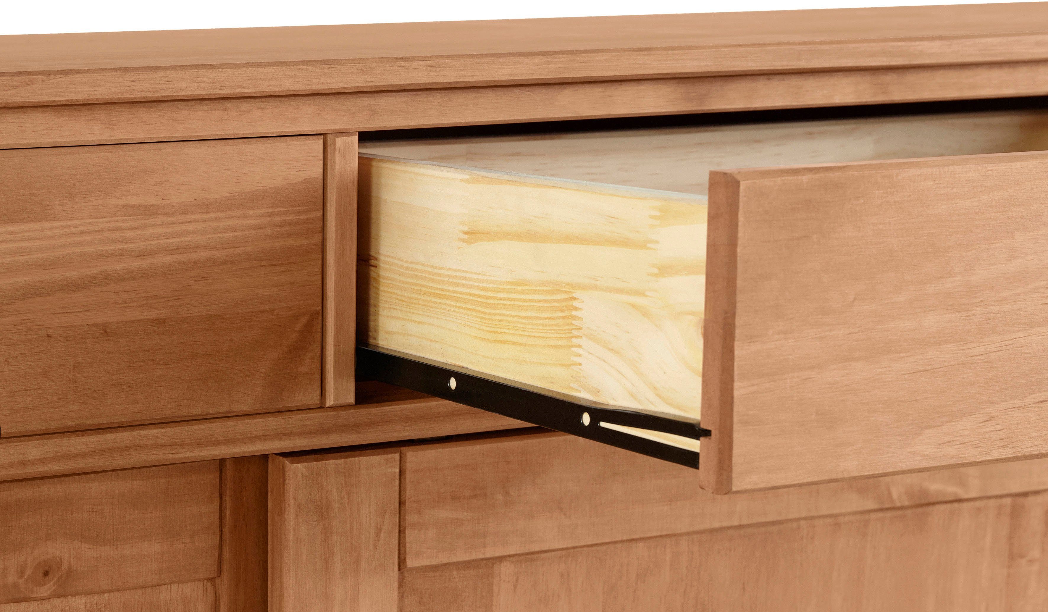 Home affaire Dressoir Schröder Commode, 3 schuifdeuren, 3 lades, van massief dennenhout