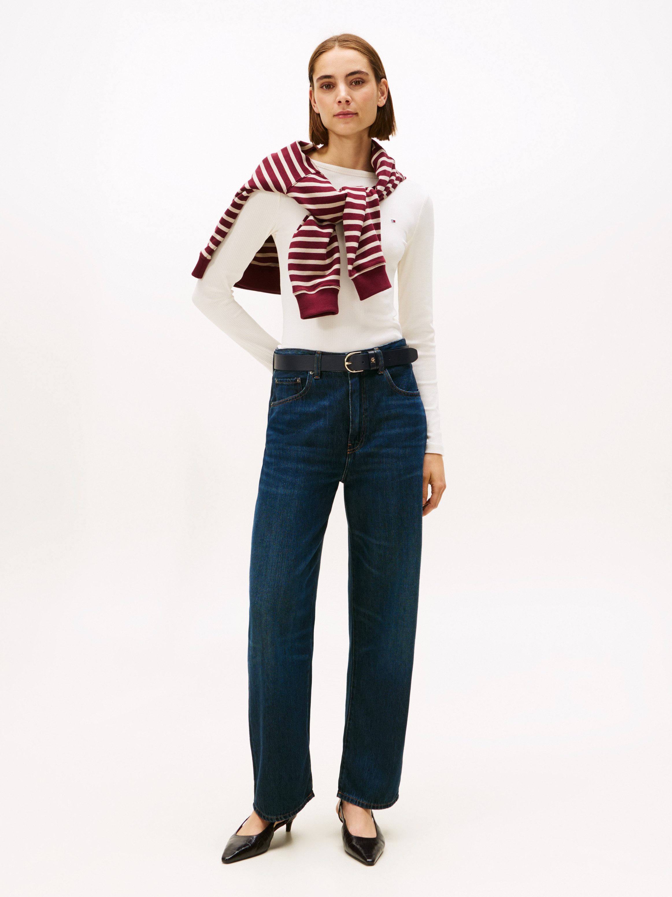 Tommy Hilfiger Shirt met lange mouwen SLIM 5X2 RIB BOAT-NK LS