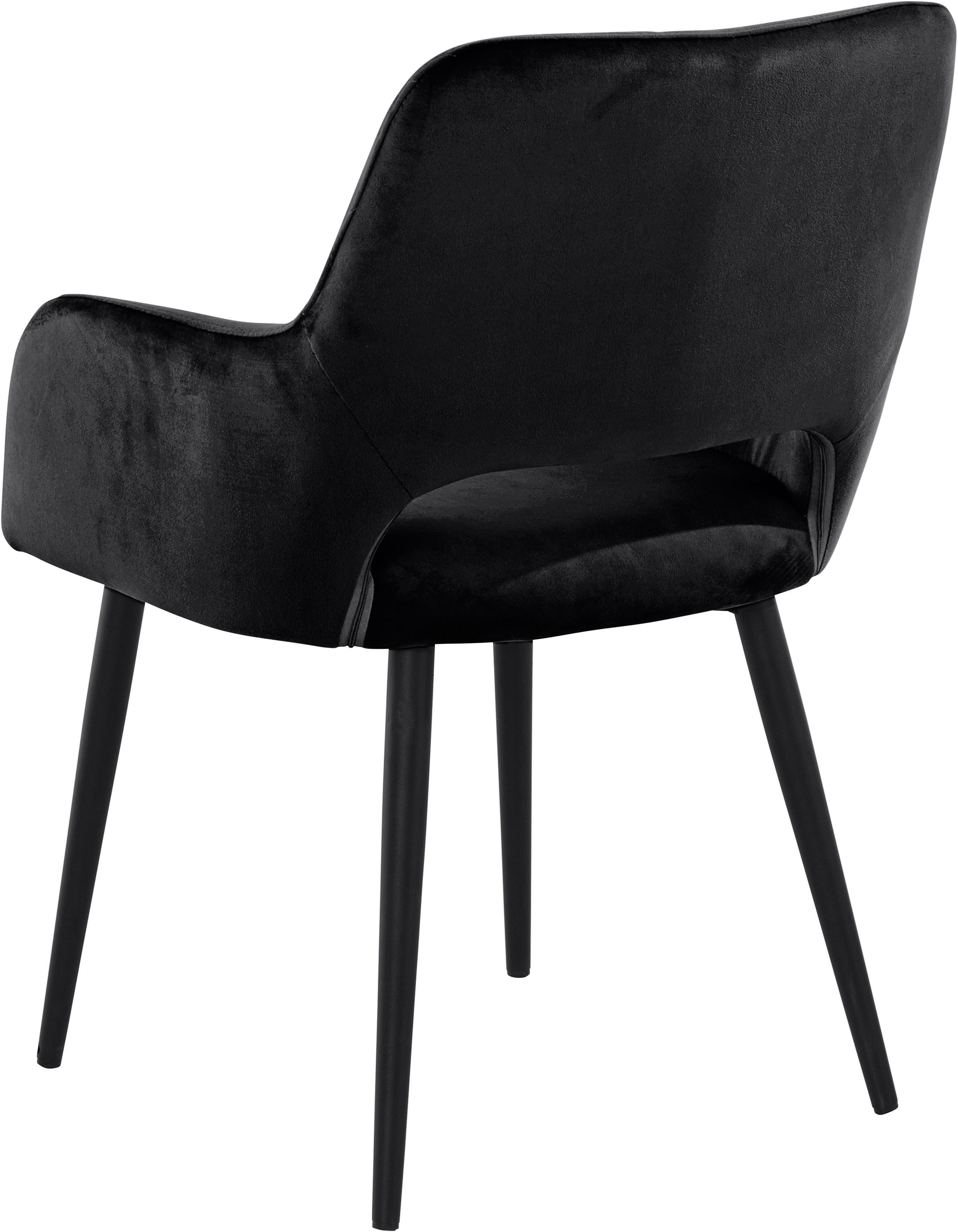 Leonique Eetkamerstoel Franca Zitplaats in fluweel, rugleuning met ruitstepping, zithoogte 48 cm (set)