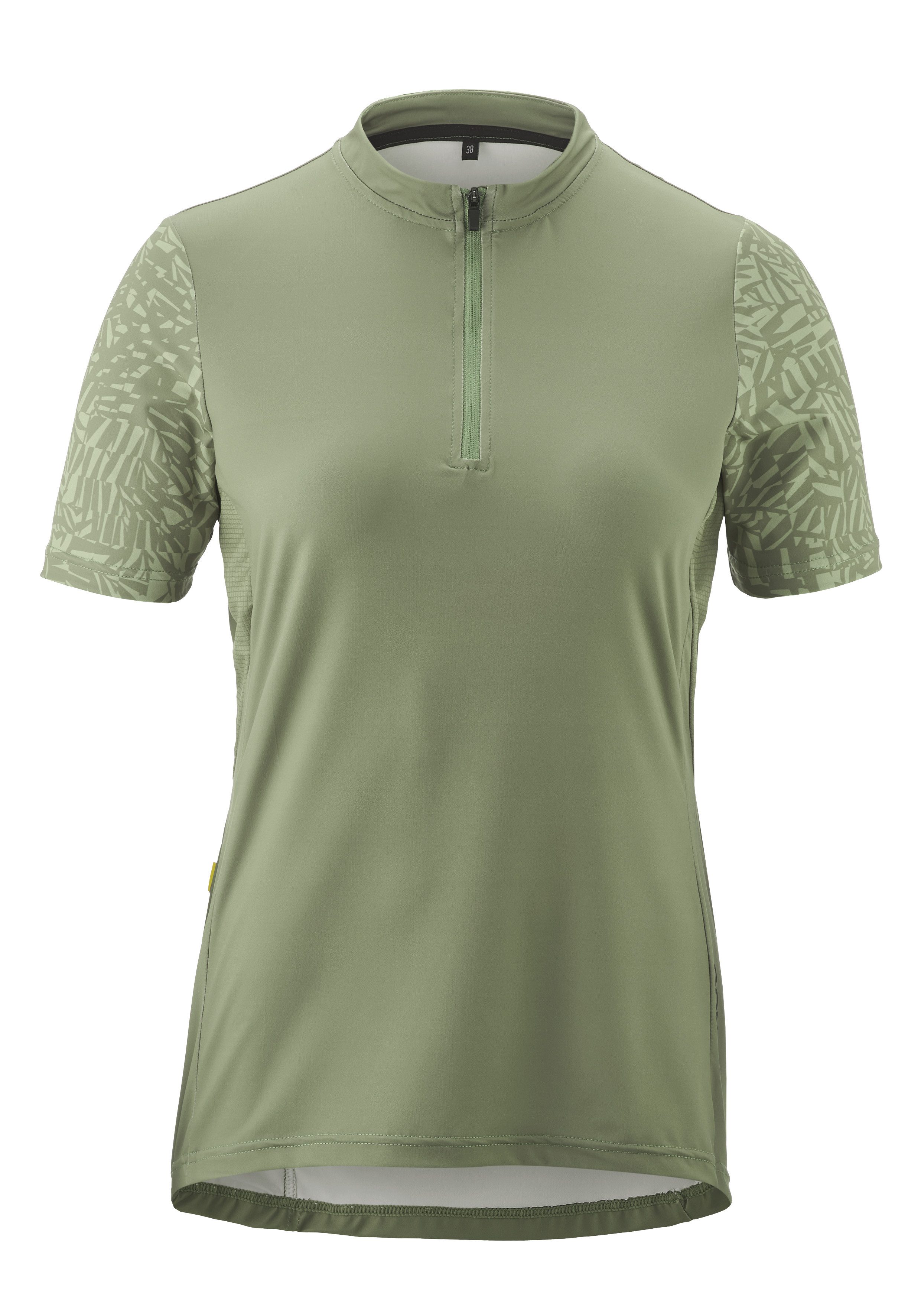 Gonso Fietsshirt Adventure Jersey Halfzip W Dames fiets trui korte mouwen, rugzak met rits, quick-dry, slim fit dames sportkleding maat 44 groen
