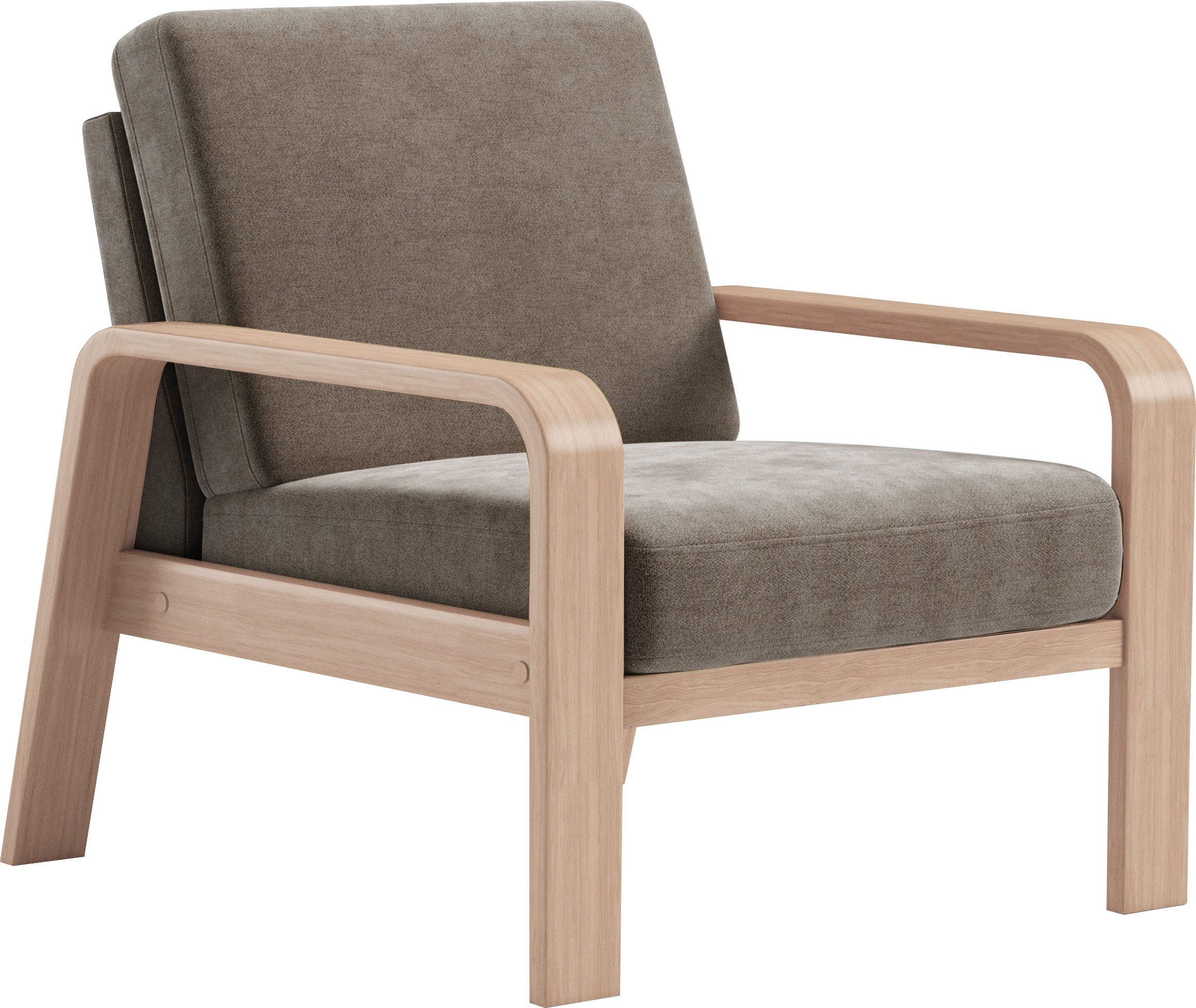 sit&more Fauteuil Kolding Armleuningen van natuurlijk beukenhout, verschillende bekledingen en kleuren