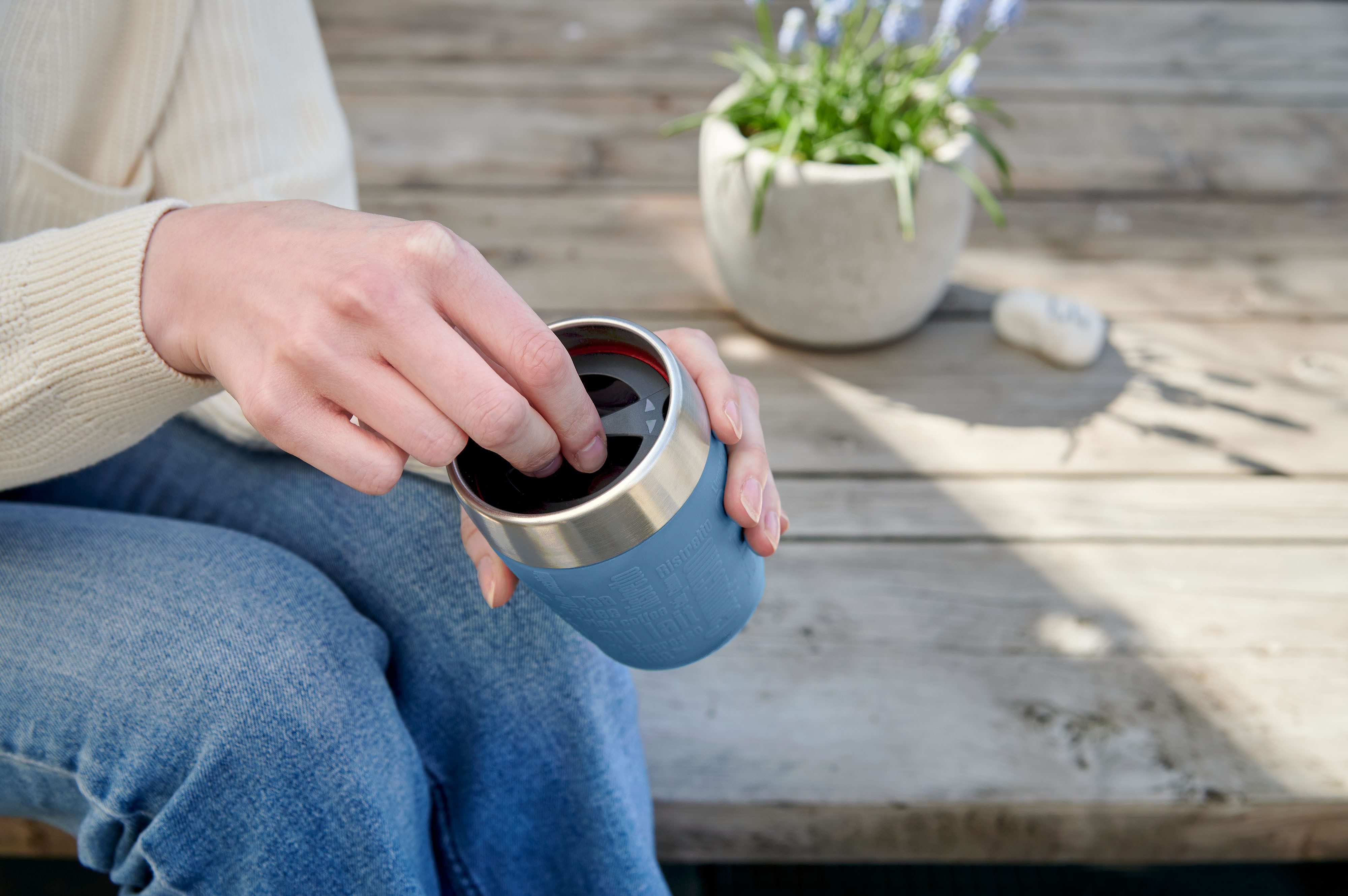 Emsa Thermosbeker Travel Mug 0,2 liter, roestvrij staal, drink- en ijsbeker, rubberen manchet (1-delig)