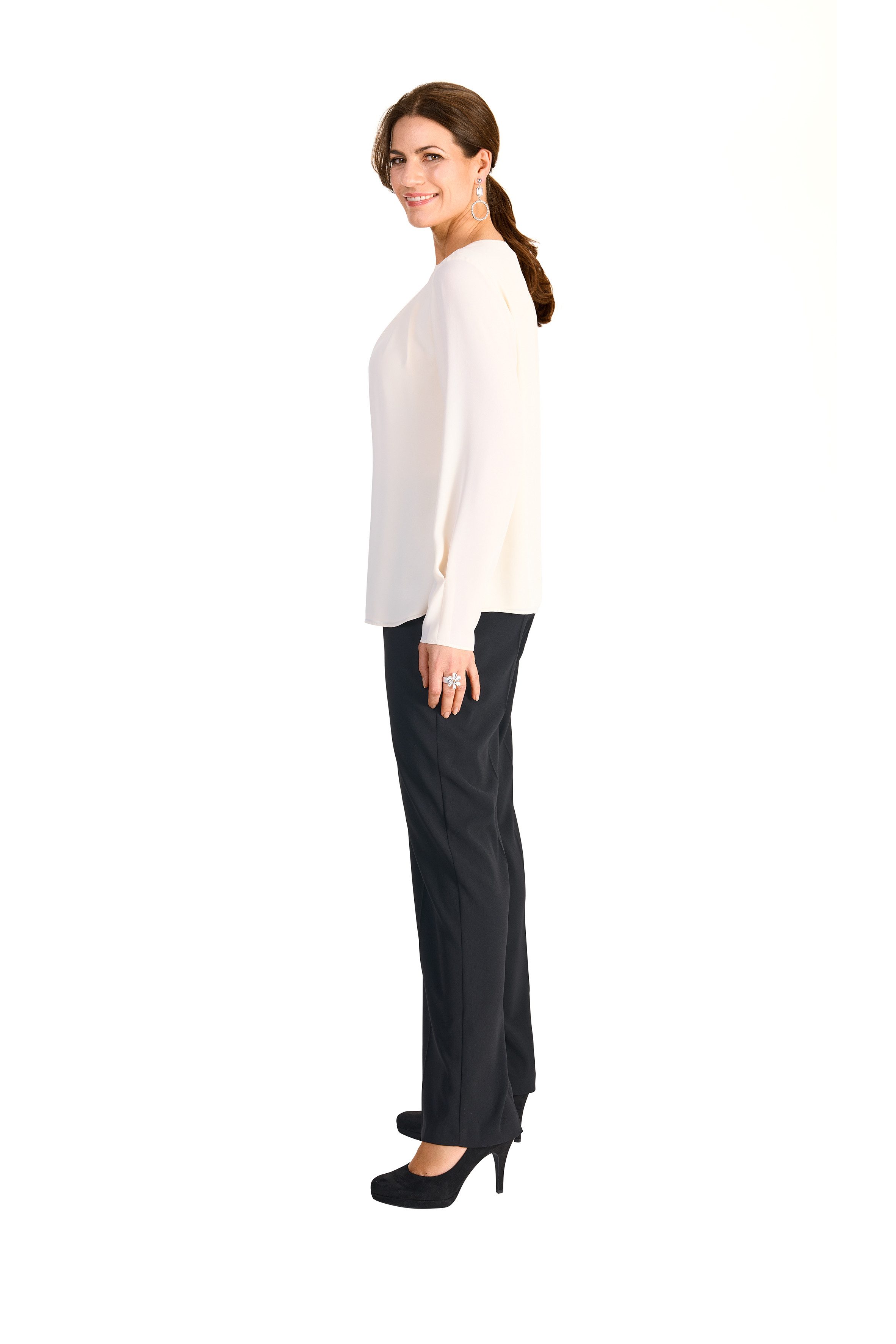 HERMANN LANGE Collection Blouse met lange mouwen met transparante mouwen