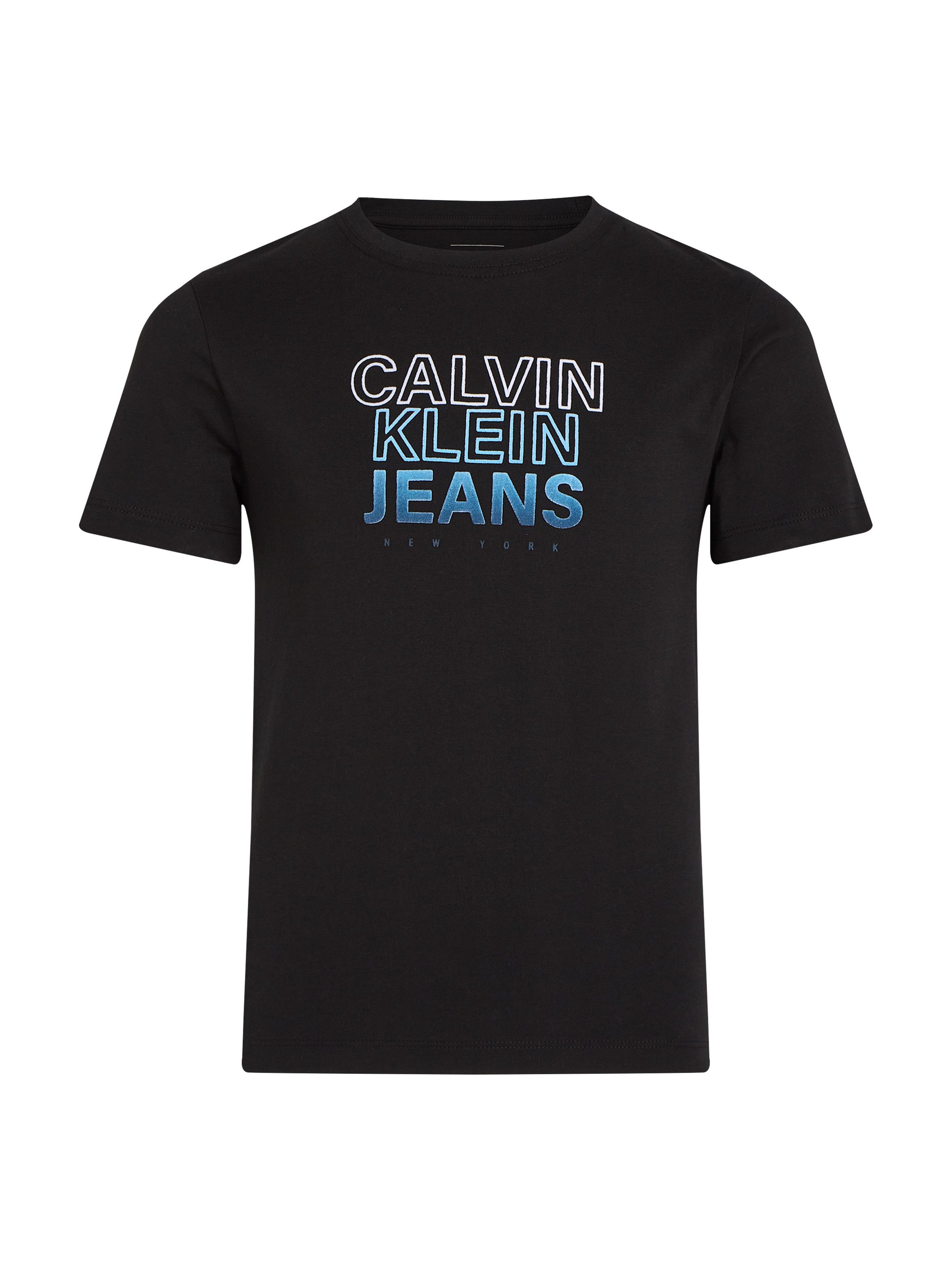 Calvin Klein Shirt met ronde hals GRADIENT FLOCK LOGO SS T-SHIRT voor kinderen tot 16 jaar met logo-opdruk