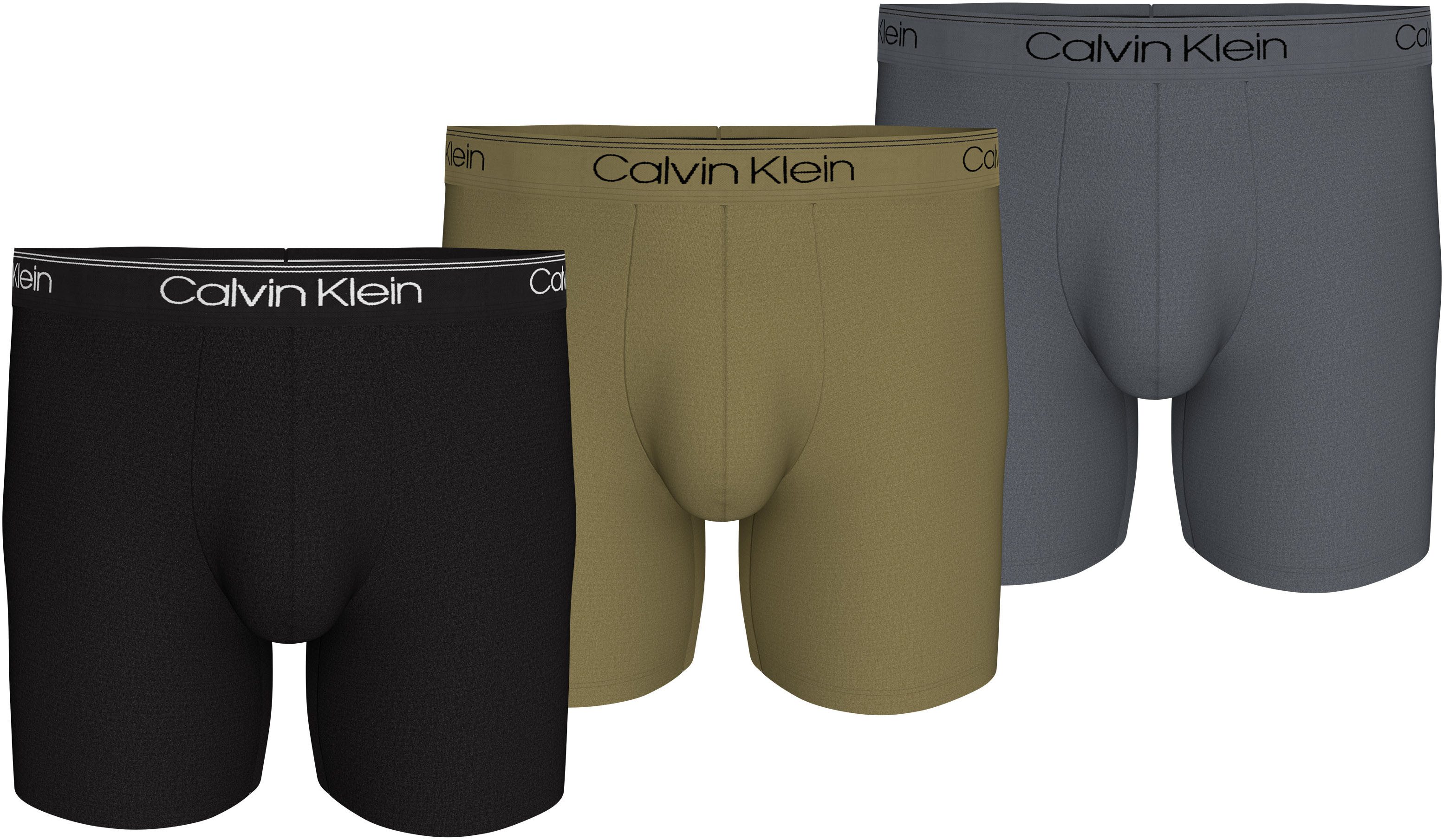 Calvin Klein Boxershort BOXER BRIEF 3PK met langere pijpen & logo-elastische tailleband (Set van 3)