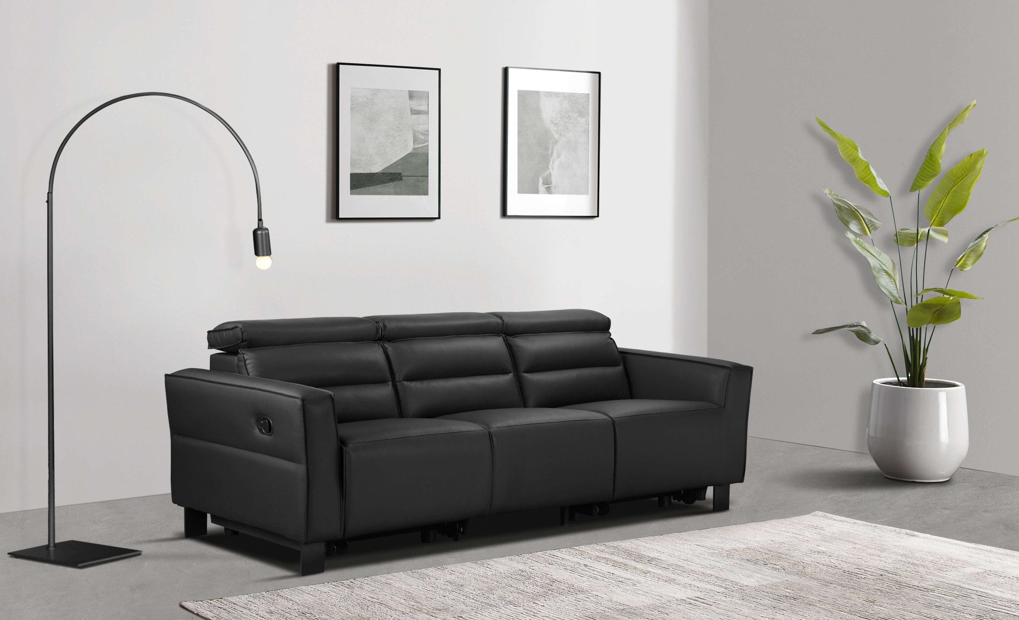 Places of Style 3-zitsbank Carpari, 224 cm, handmatige of elektrische relaxfunctie in 2 zitplaatsen