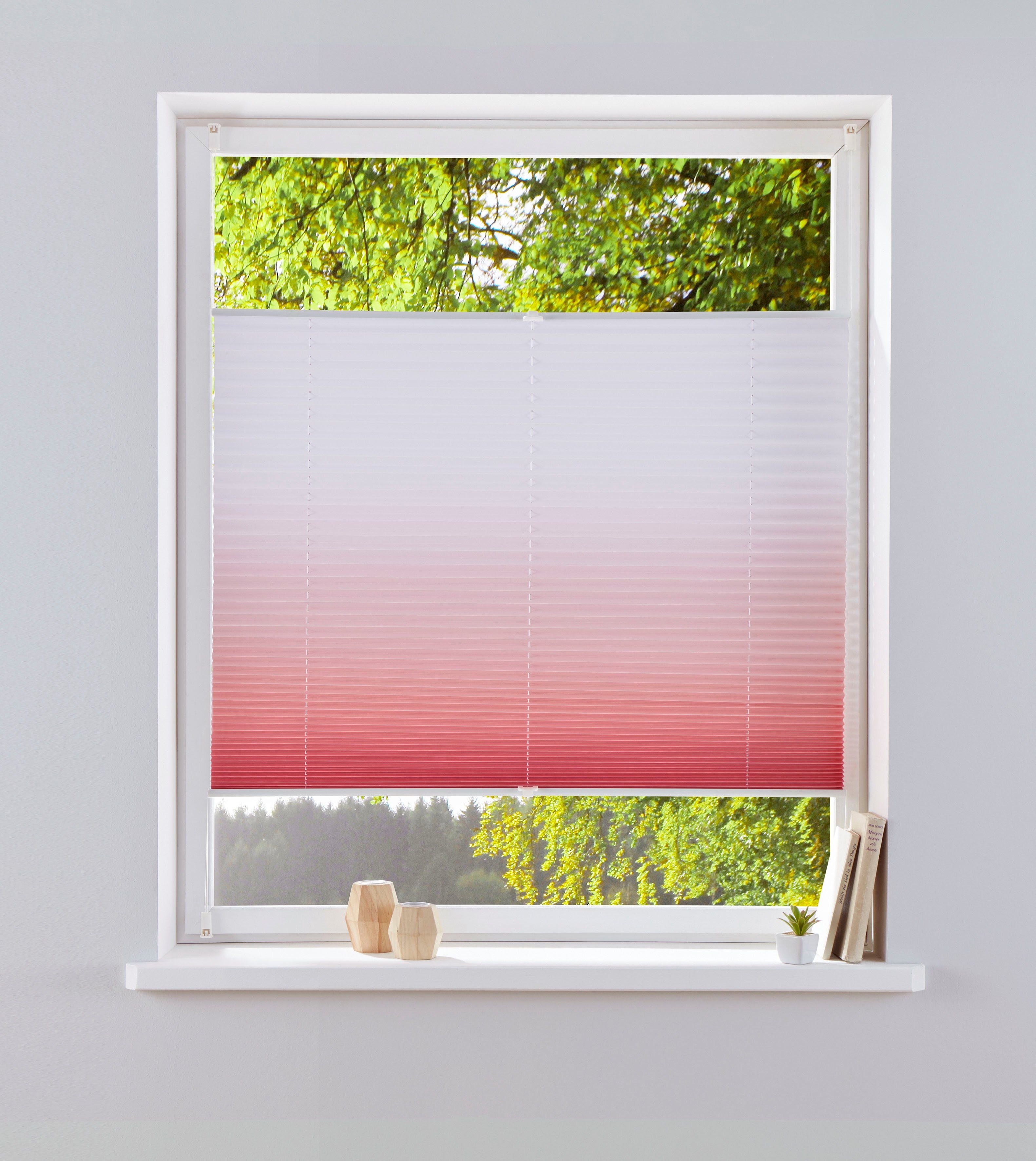 my home Plissé Ombré Standaardmaat, kleurverloop, klemsteun (1 stuk) plisségordijnen maat 100 cm x 130 cm roze