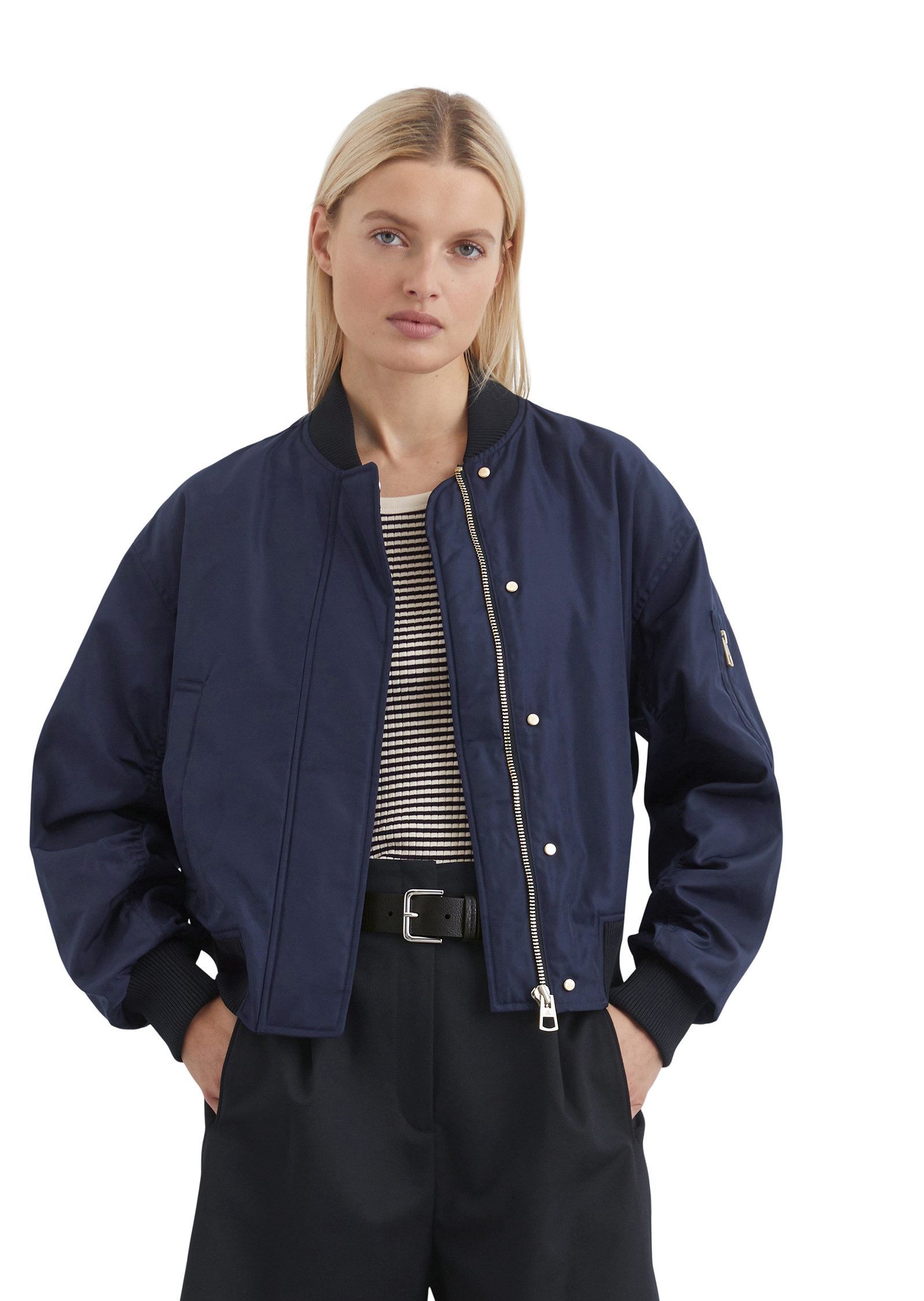 Marc O'Polo Blouson met matte glans en fijne structuur dames blousons maat 44 blauw