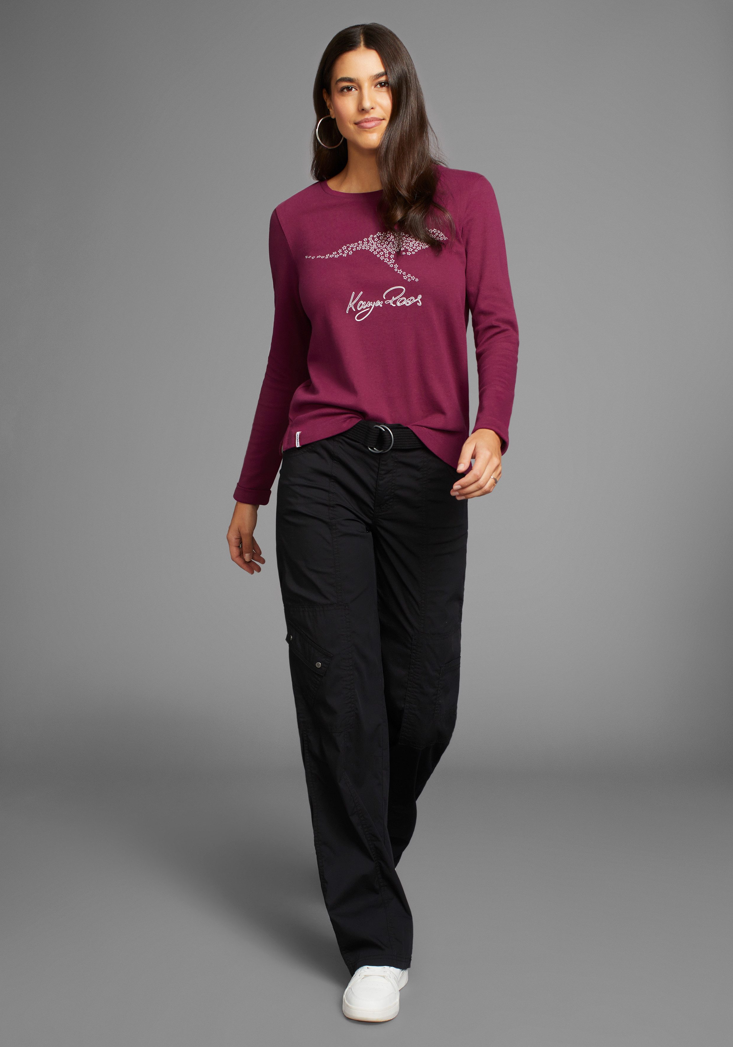 KangaROOS Sweatshirt Lange mouwen figuurvolgend effen met ronde hals