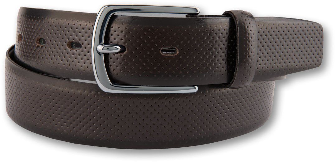 BERND GÖTZ Leren riem met representatieve fijne stippen-embossing heren riemen maat 100 bruin