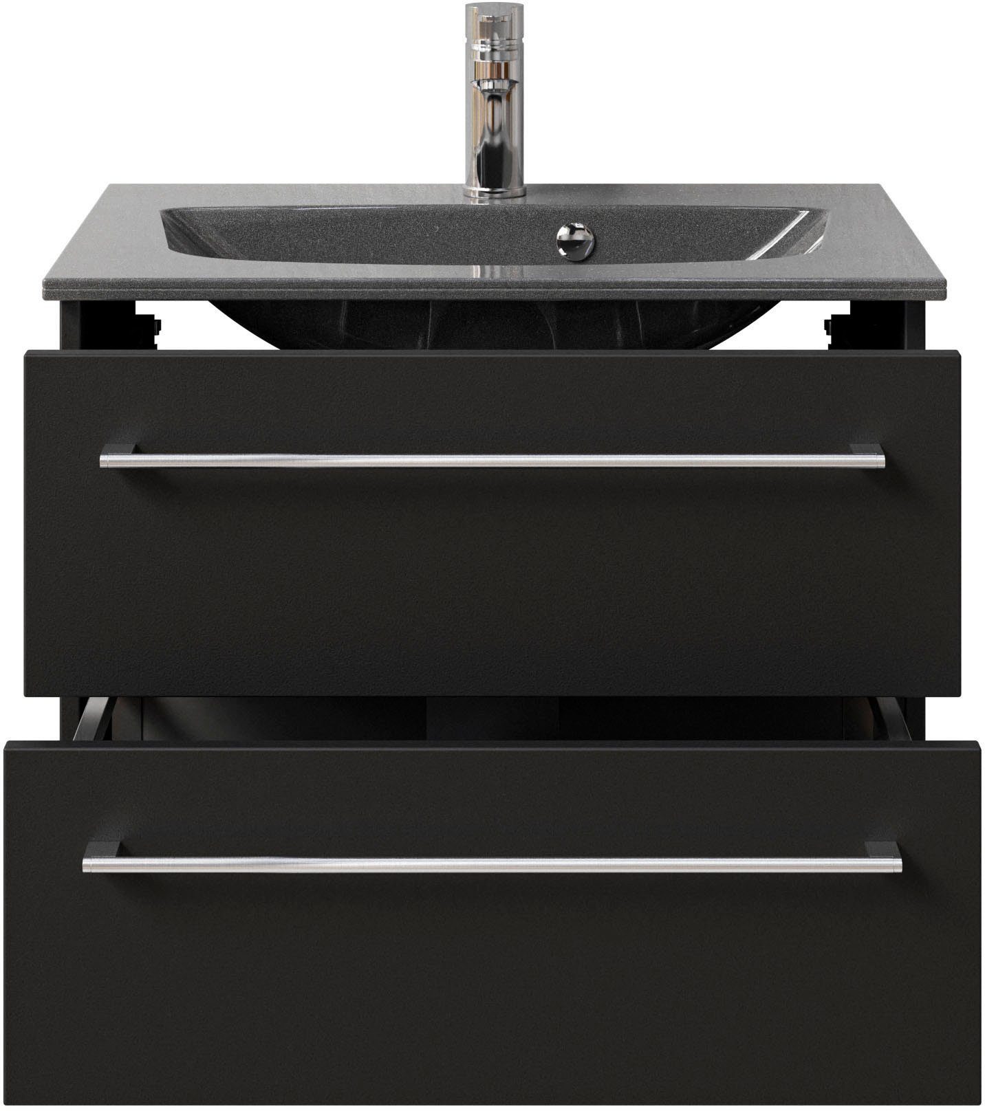 Saphir Wastafelonderkast Serie 6025 mineraalmarmeren wastafel met onderkast, 67 cm breed (2-delig)