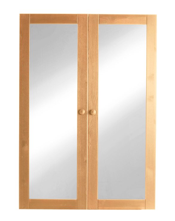 home affaire kastdeur bergen glasdeuren, in een 2-delige set, lijst van massief grenenhout beige