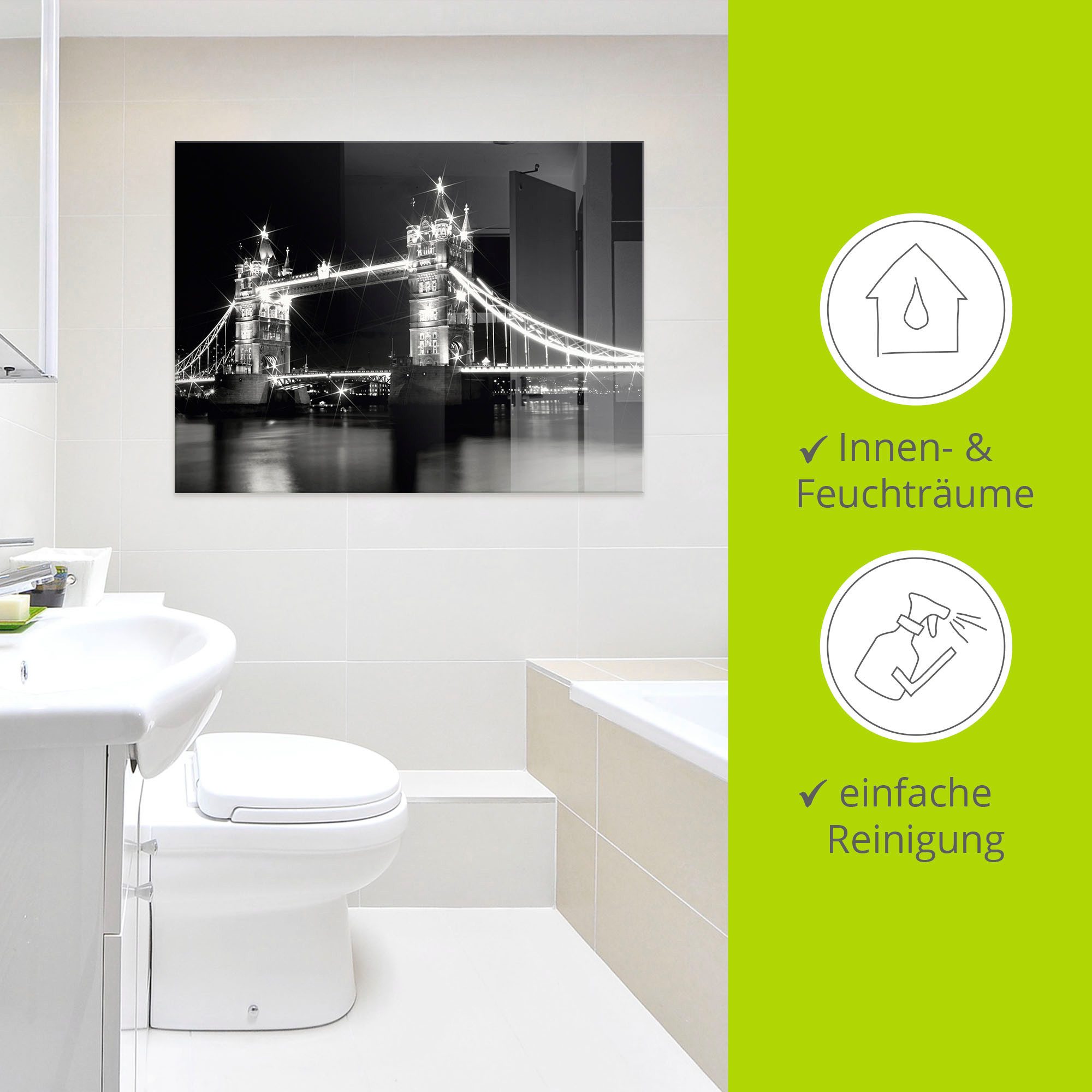 Artland Print op glas Tower Bridge Londen in verschillende maten