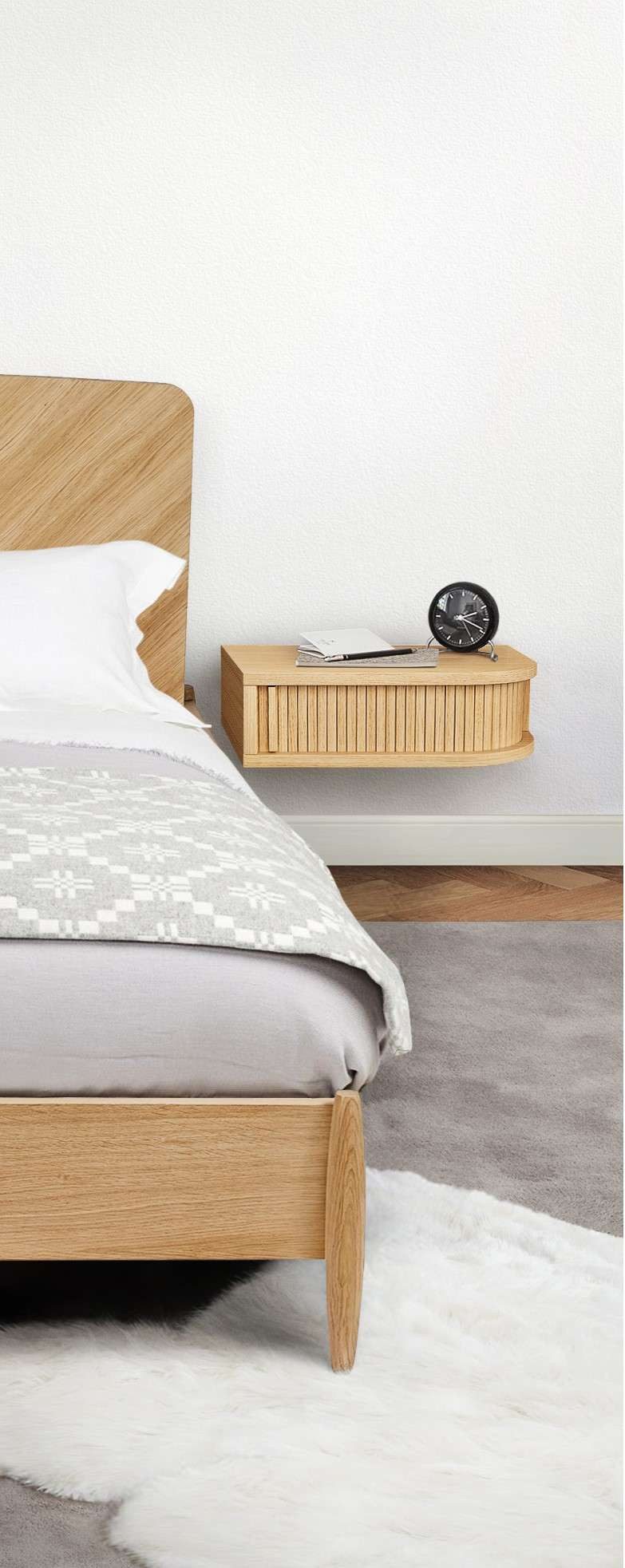 Woodman Nachtkastje Farsta in 3 kleuren, met tambour schuifdeuren, met eikenhout gefineerd