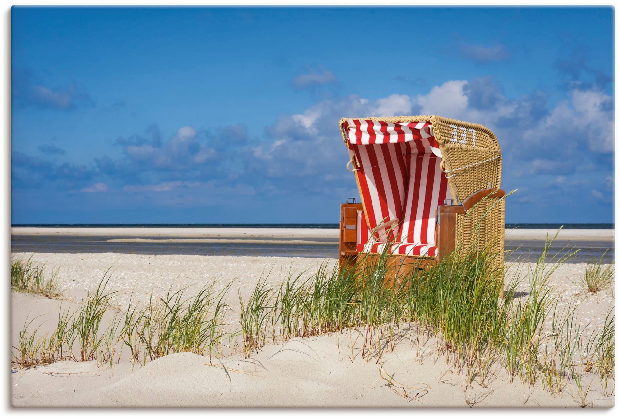 Artland Artprint Strandstoel 337 als artprint op linnen, muursticker in verschillende maten foto schilderijen maat 60 cm x 40 cm multicolor