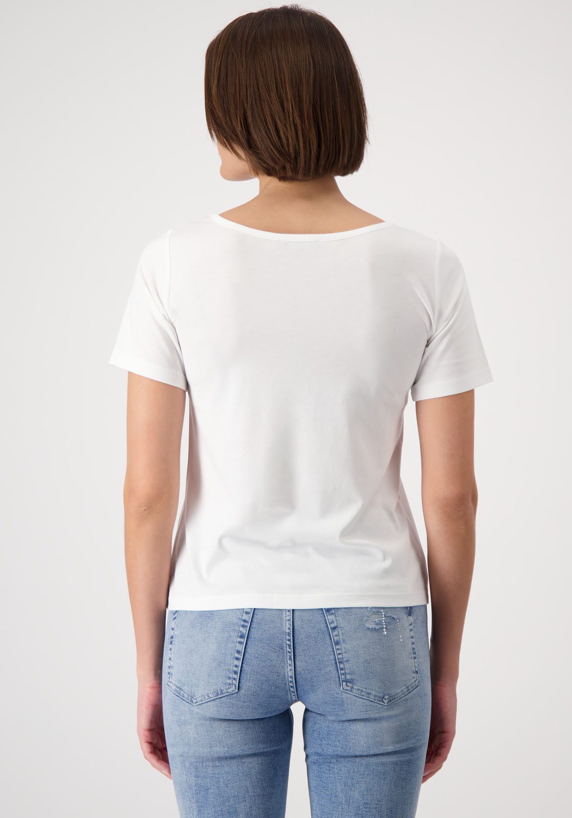 Monari Shirt met ronde hals Shirt vrouw getekend met frontprint en glitterstuds