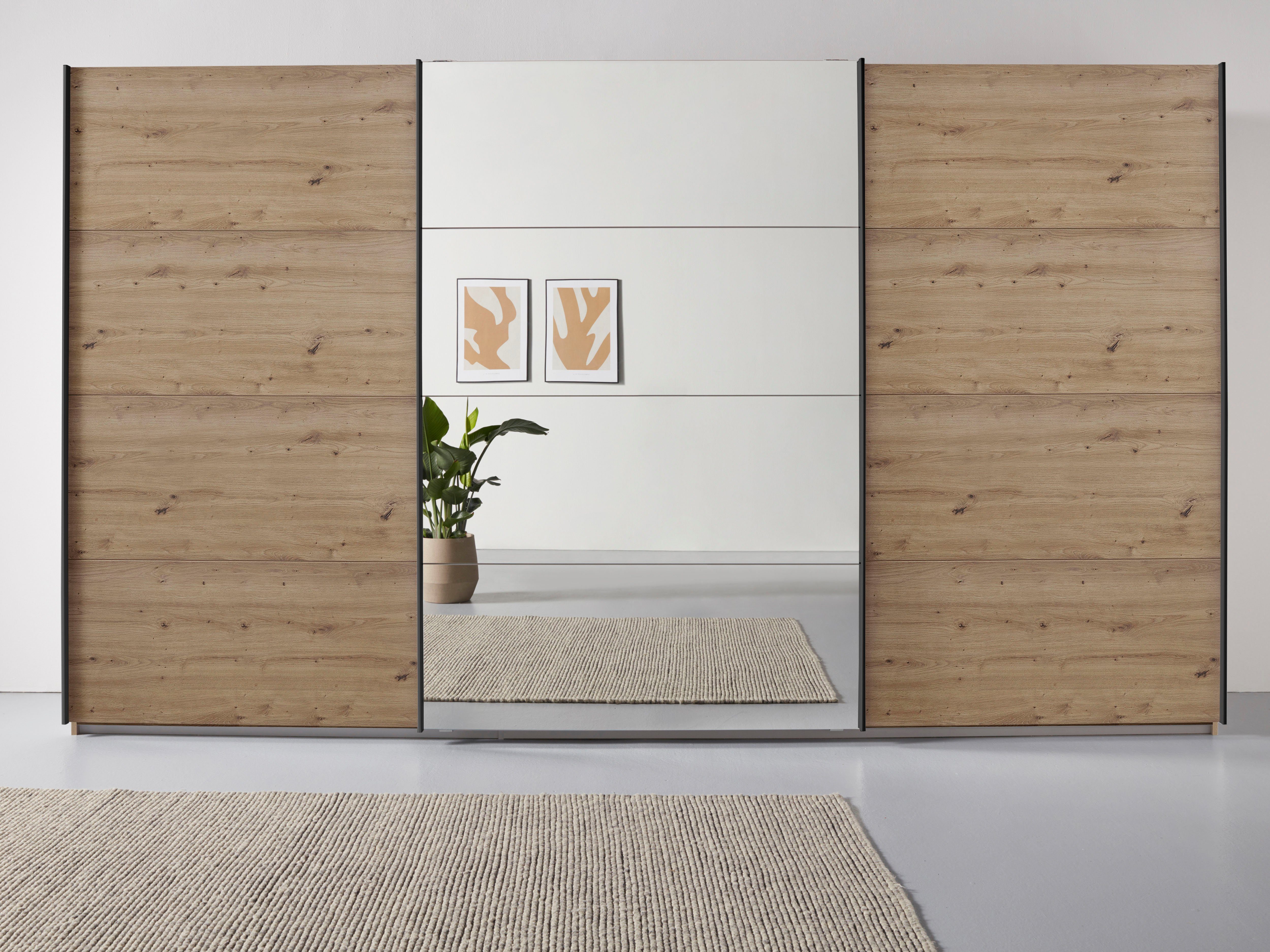 rauch Zweefdeurkast Kledingkast kast garderobe TOPSELLER OTELI incl. binnenindeling zweefdeurkasten maat 360 cm x 210 cm x 62 cm beige