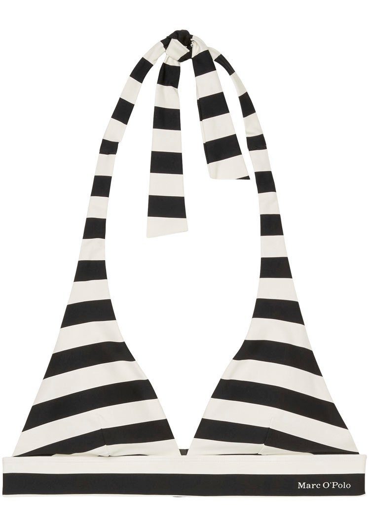 Marc O'Polo Triangel-bikinitop Classic Stripes met een logo-opschrift