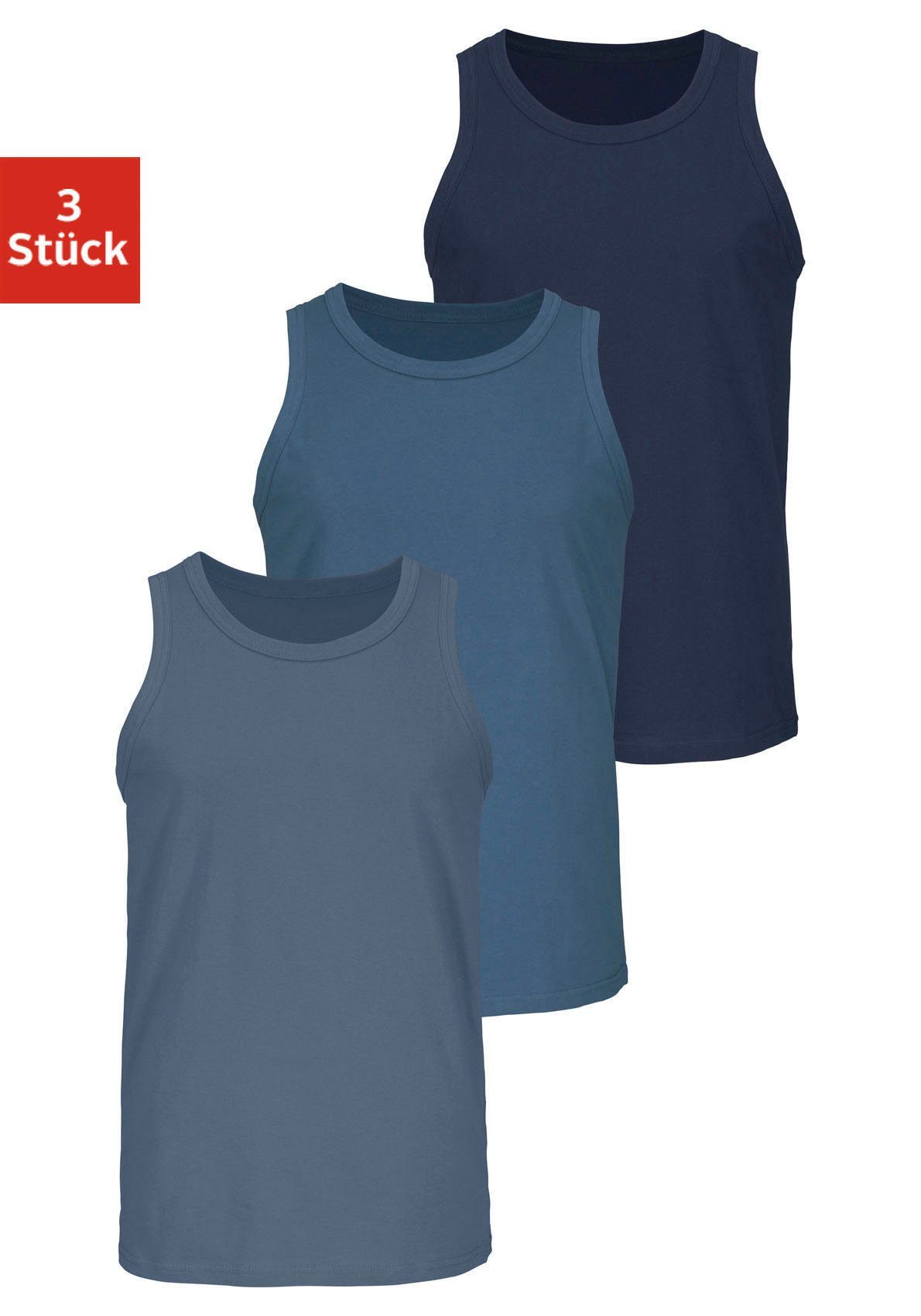 H.I.S Tanktop Onderhemd voor heren met ronde hals van katoen (set, 3-delig)
