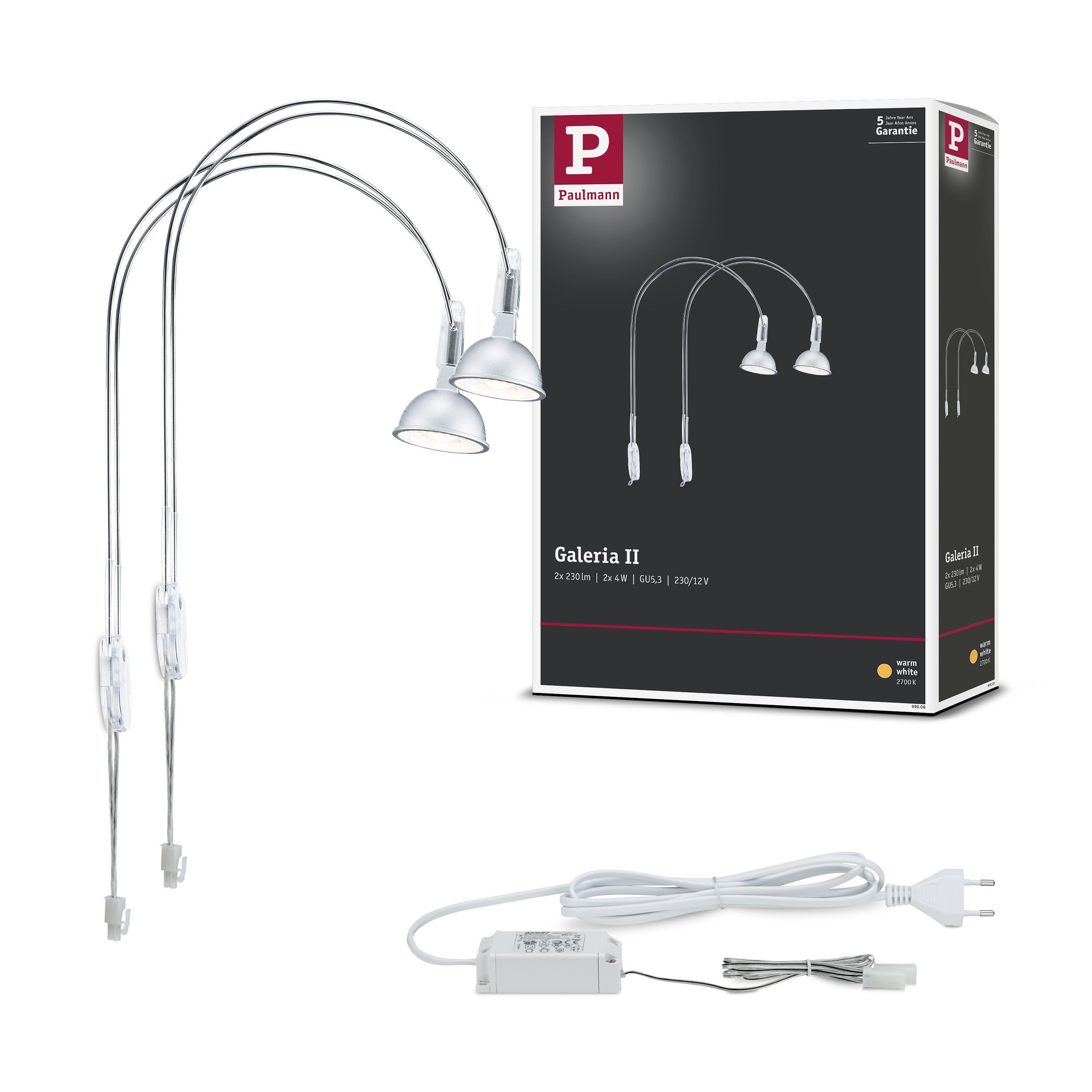 Paulmann Led-schilderijlampje Galeria LED II Chroom incl. lichtbron 2x4W GU5,3 (1 stuk)