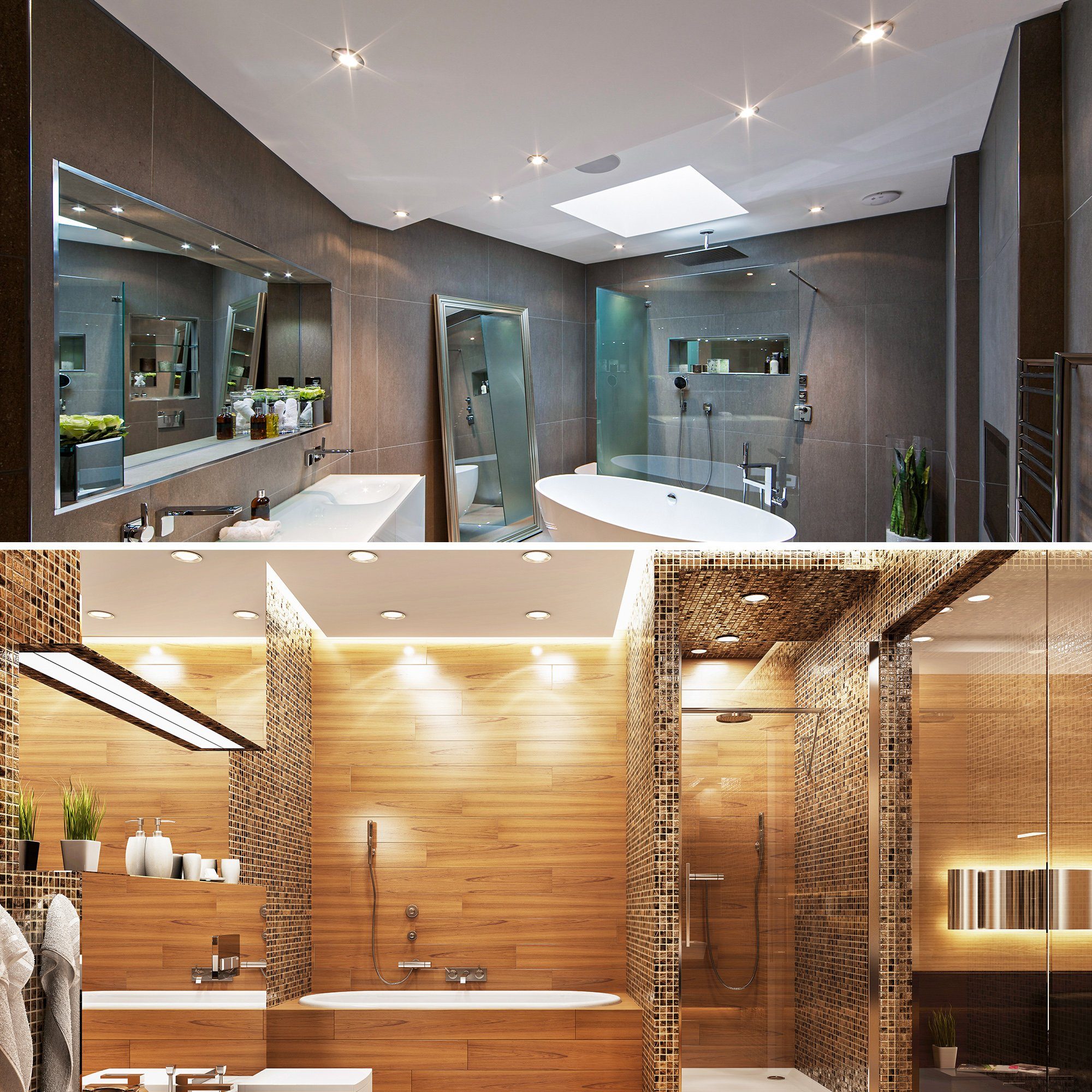 B.K.Licht Ledinbouwlamp 3-delige bad inbouwspot, IP44 beschermd, platte inbouwspots