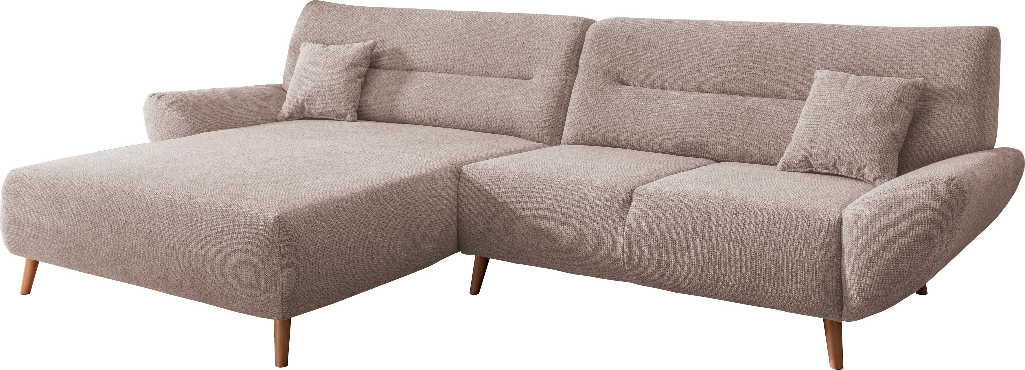 INOSIGN Hoekbank Drago, elegant en tijdloos, comfortabel, houten voet, L-vorm