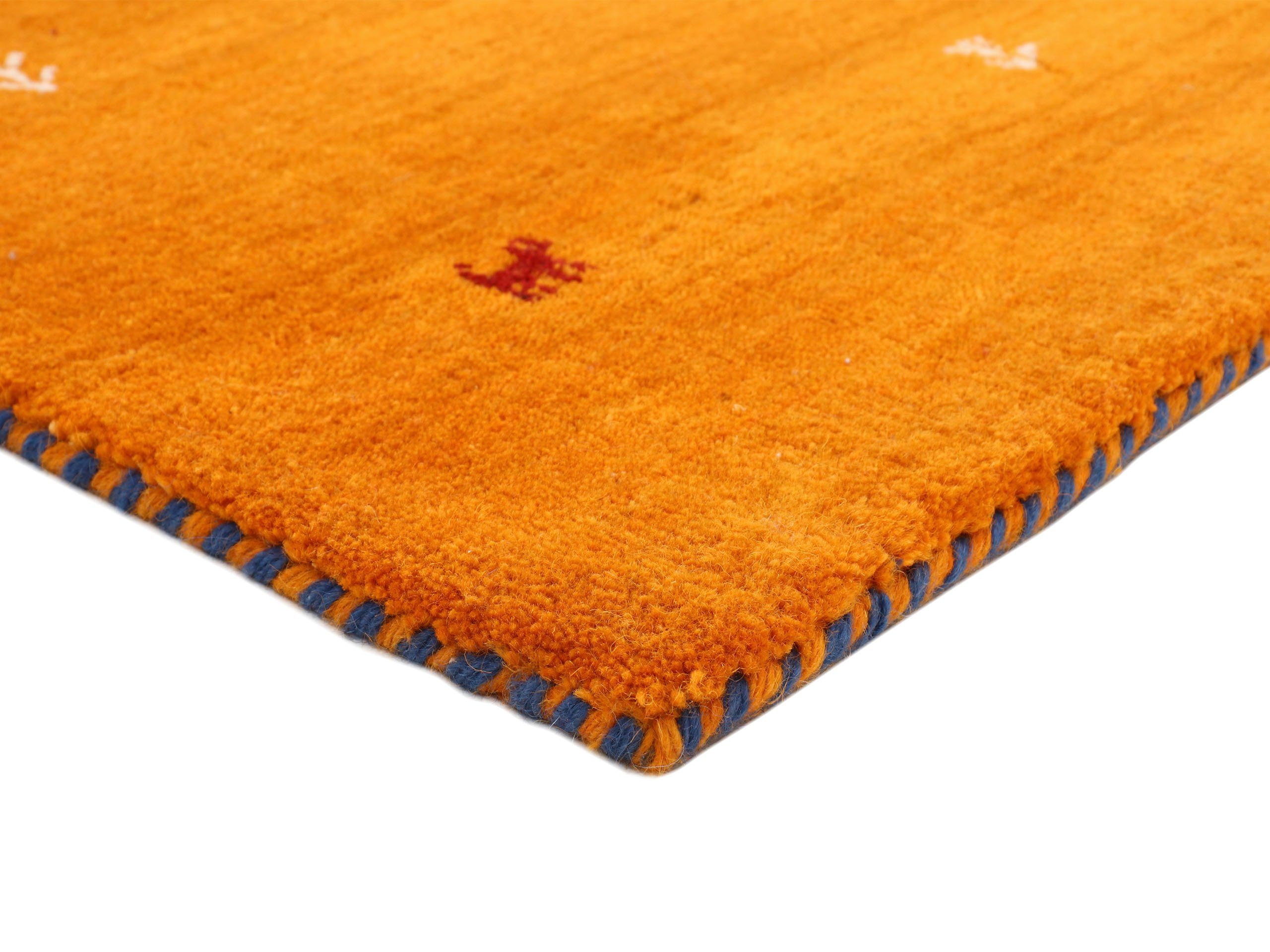 carpetfine Wollen kleed Gabbeh Uni, ook verkrijgbaar als loper en rond pure wol, handgeweven, gabbeh loom dierenmotief, grote kleurkeuze